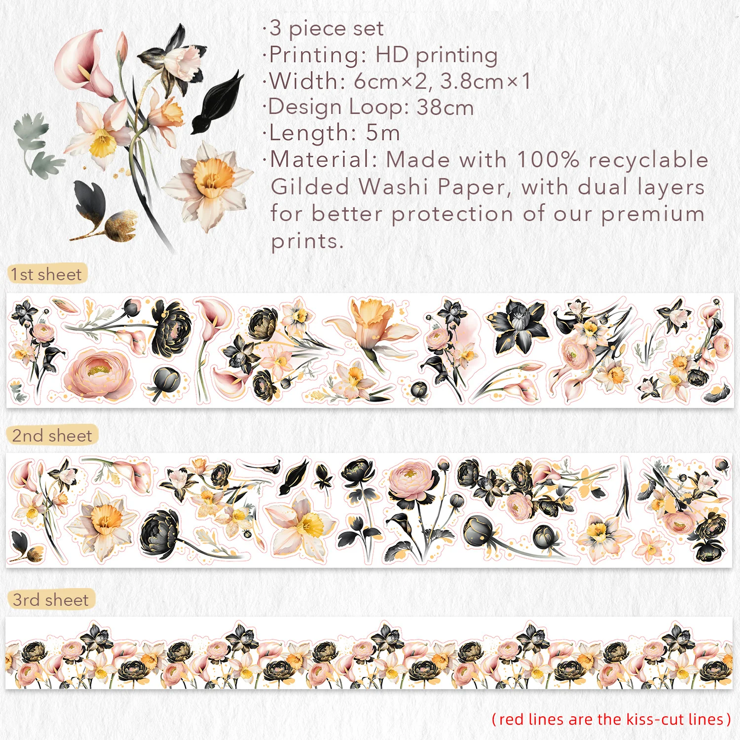 Auric Rose Washi Tape Sticker Set (GILDED) - Image 12