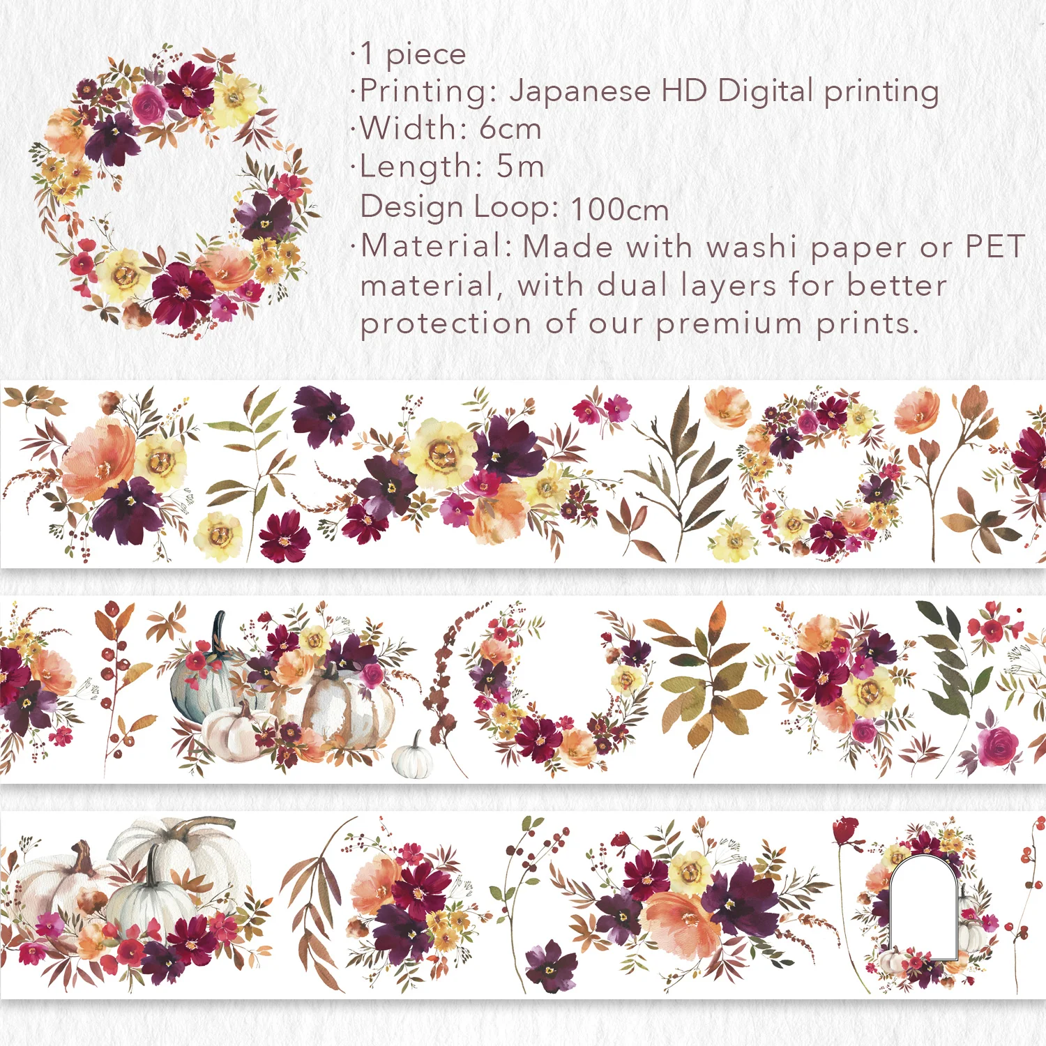 Autumn Rose Wide Washi/PET Tape - Image 12