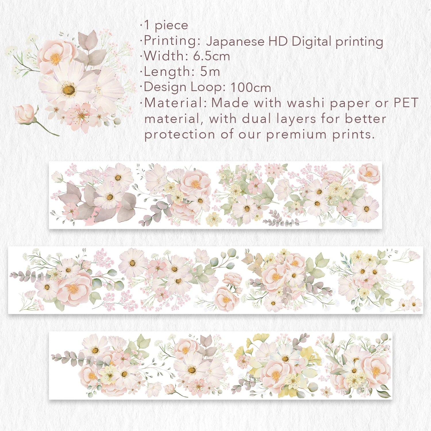 Blush Wide Washi/PET Tape - Image 10