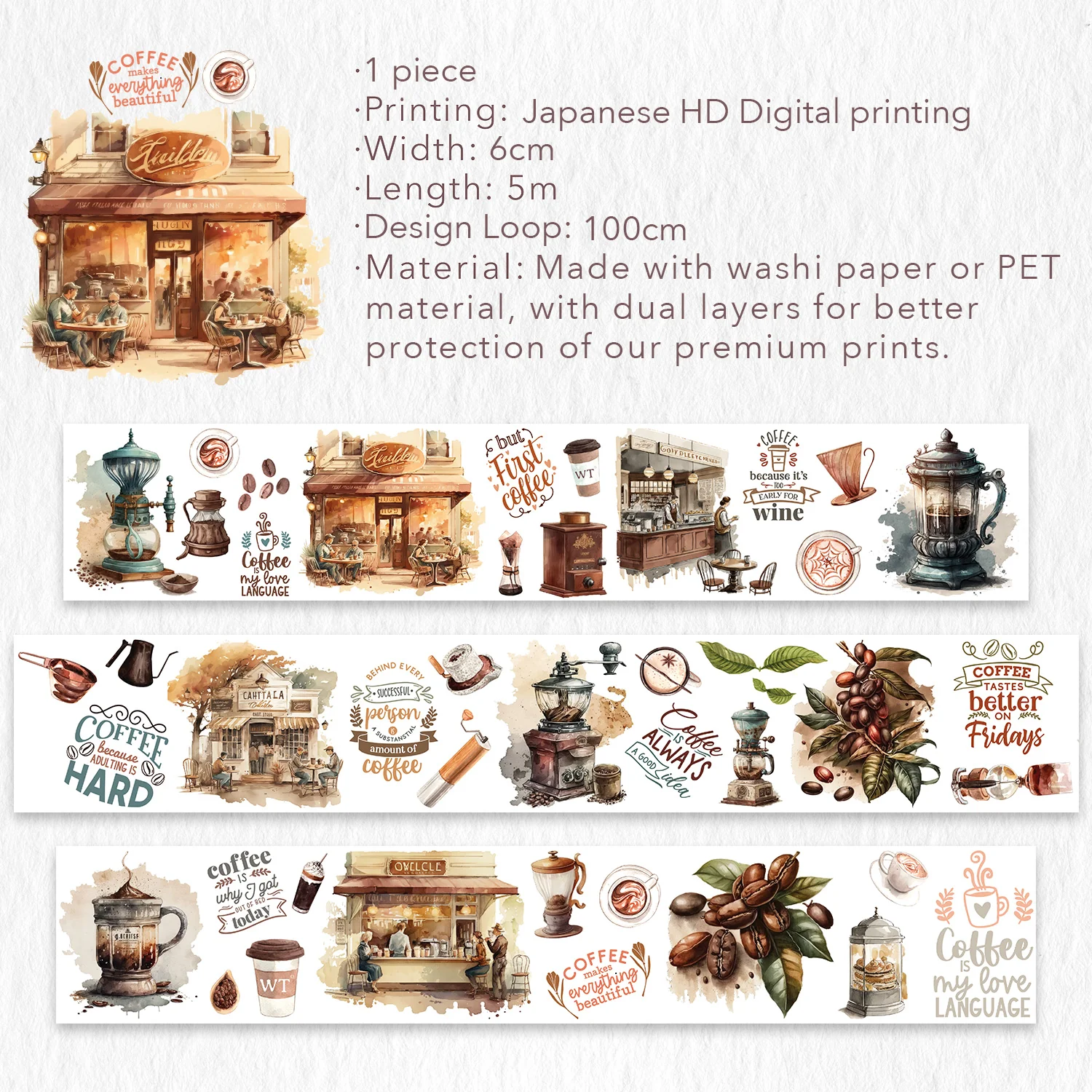 Caffeine Canvas Wide Washi/PET Tape - Image 8