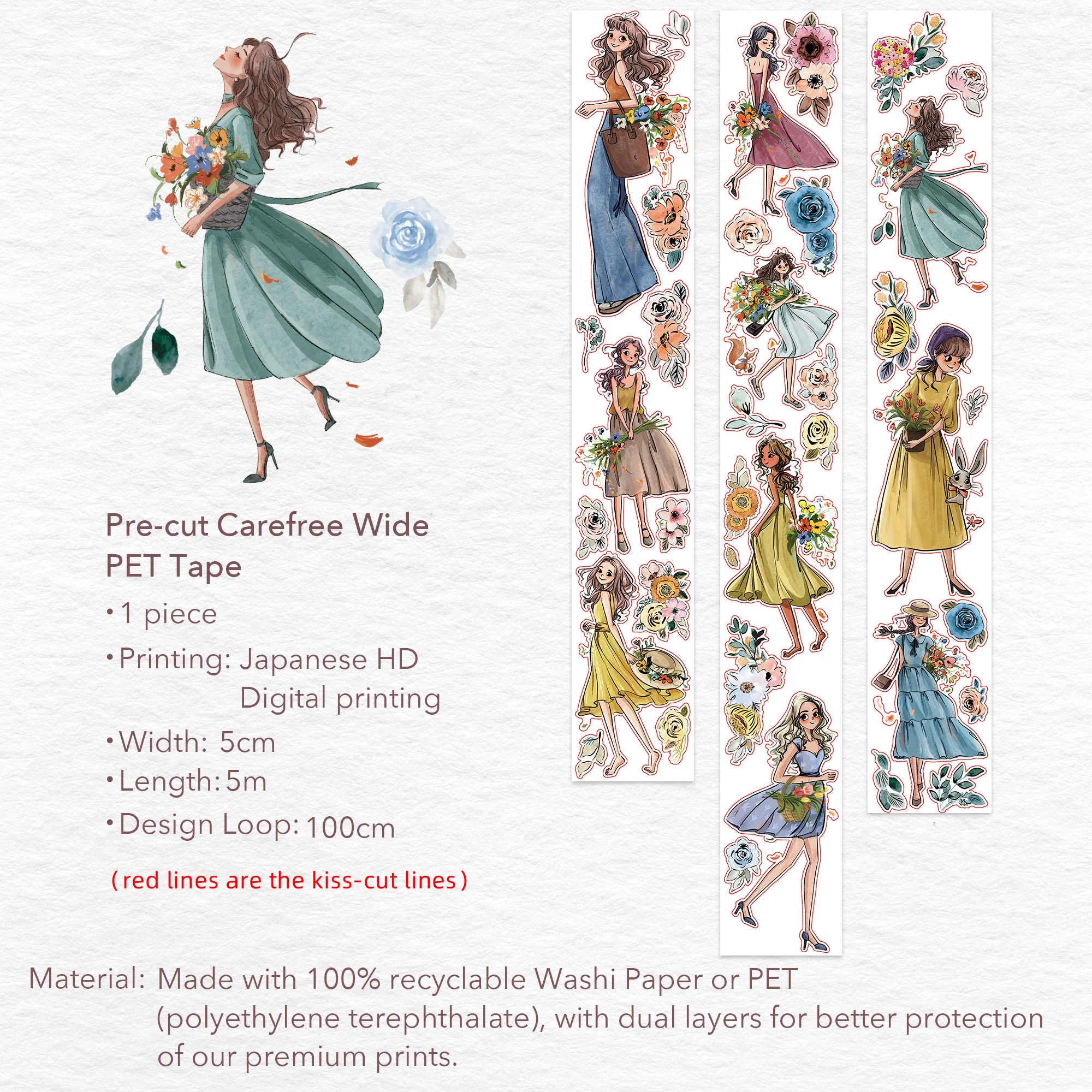 Pre-cut Carefree Wide Washi/PET Tape - Image 15