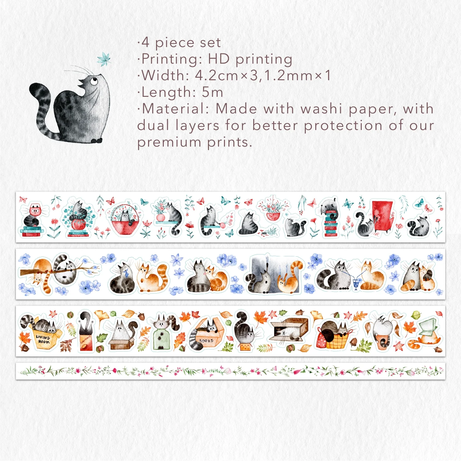 Chonky Cat Washi Tape Sticker Set - Image 16