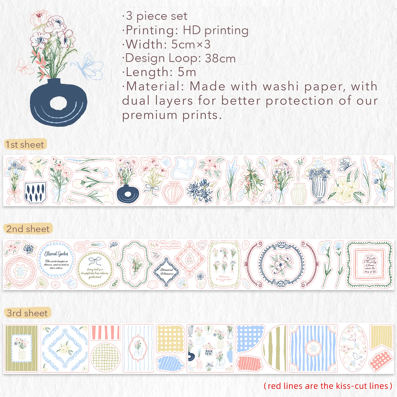 Doodle & Vine Washi Tape Sticker Set - Image 8