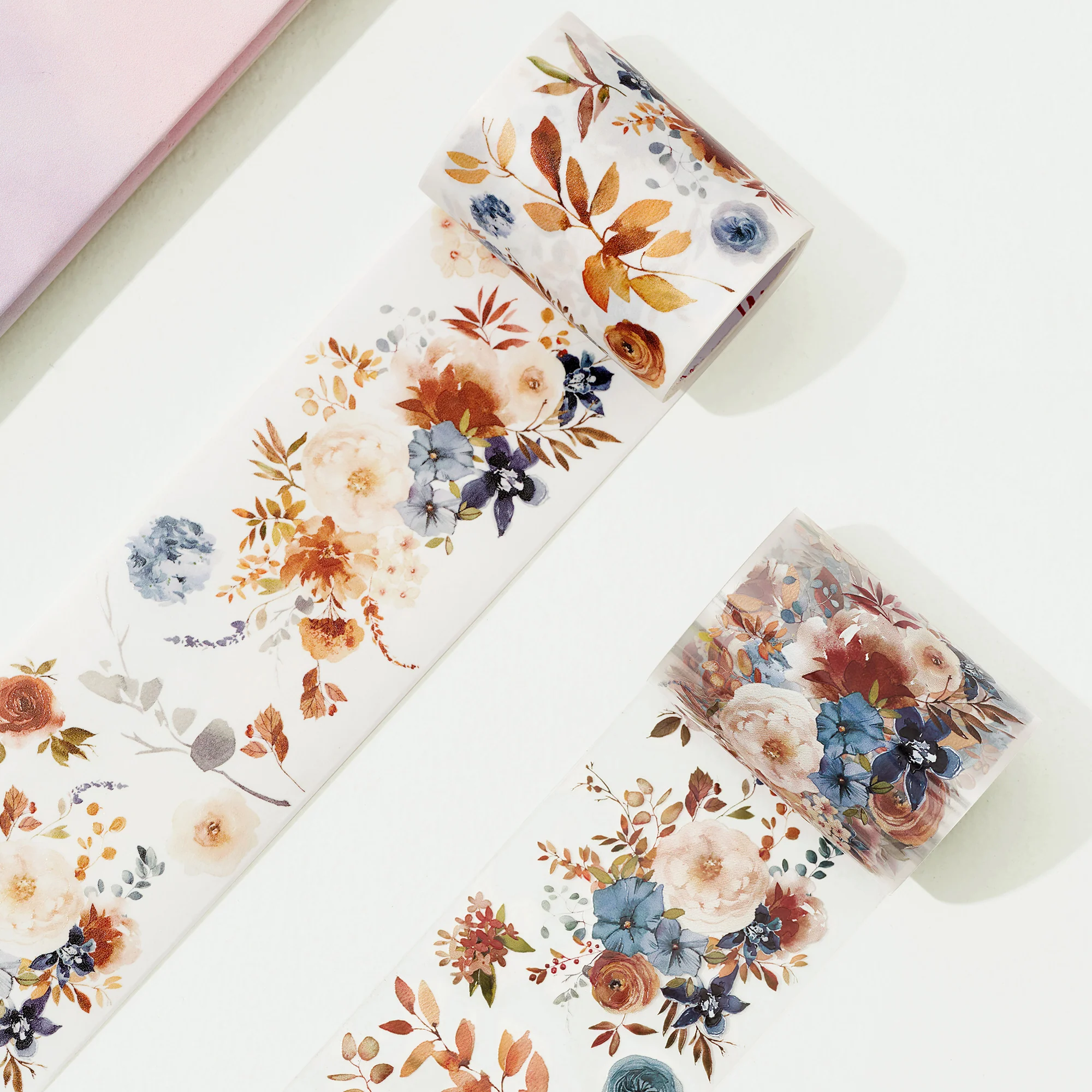 Dusty Blue & Cinnamon Wide Washi/PET Tape - Image 4