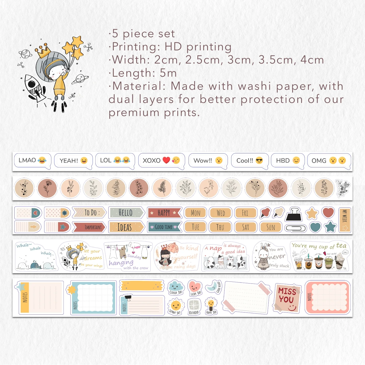 Planner's Washi Tape Sticker Set - Image 11