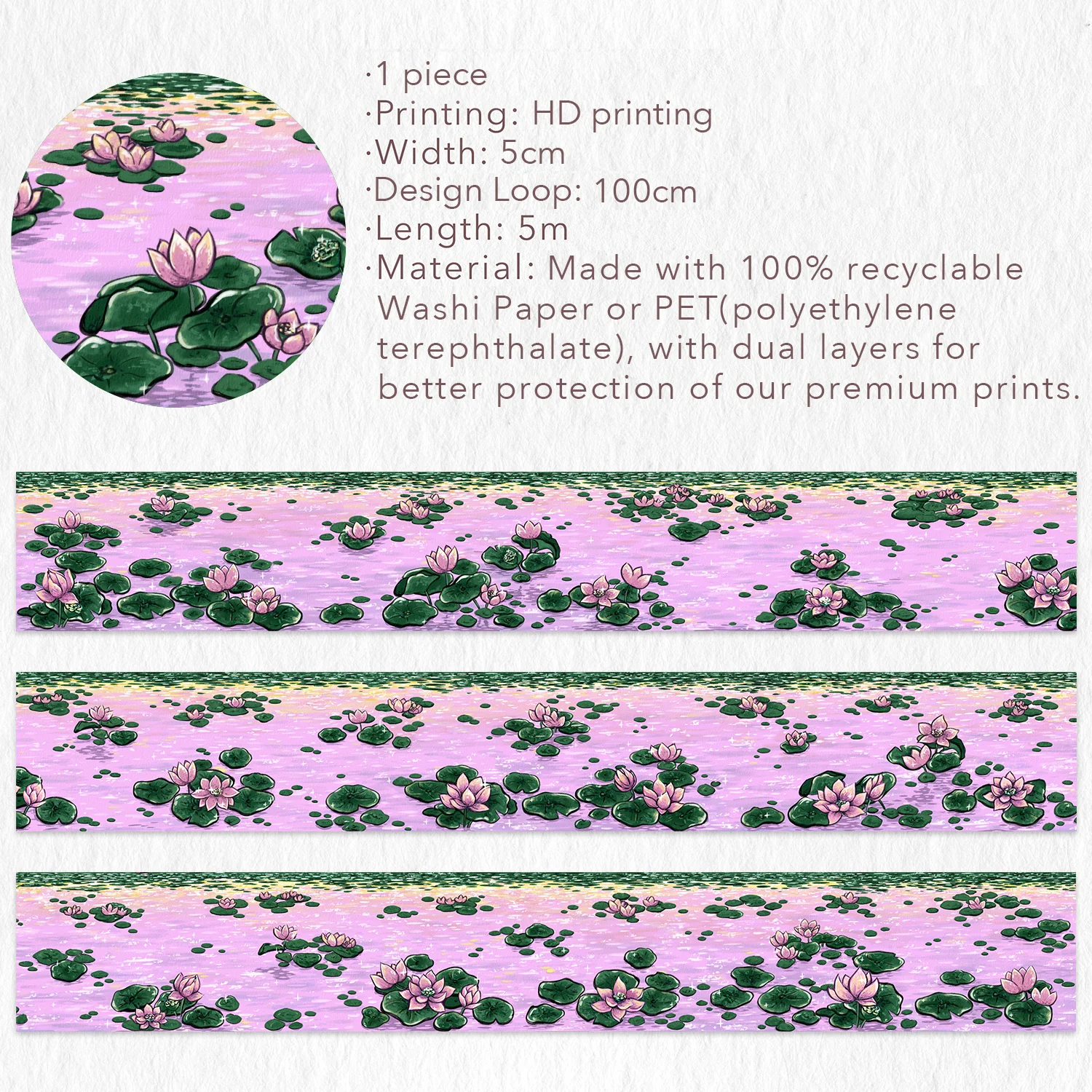 Lotus Silhouette Wide Washi Tape - Image 6