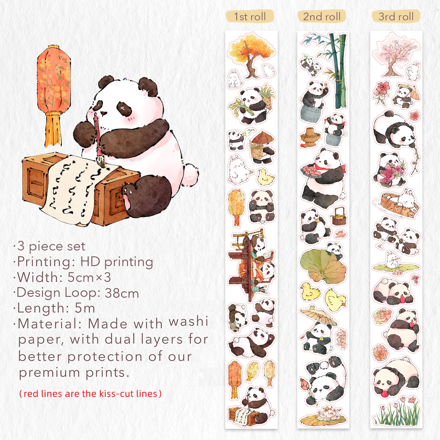 Panda Pilgrimage Washi Tape Sticker Set - Image 8