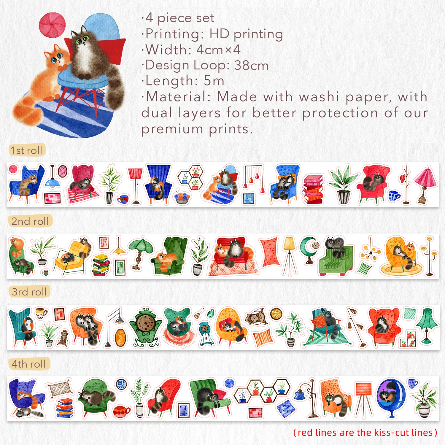 Paw Parlor Washi Tape Sticker Set - Image 12