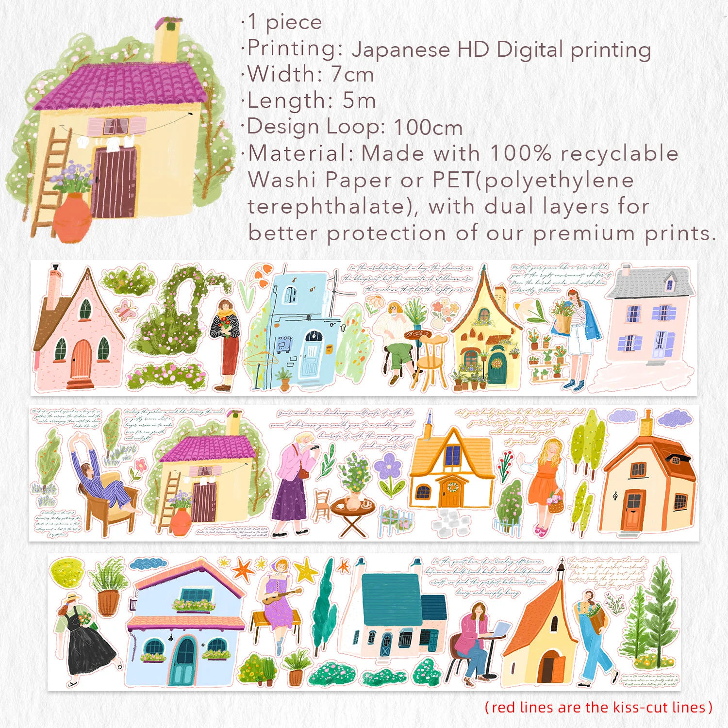 Pre-cut Aurora House Wide Washi/PET Tape - Image 9