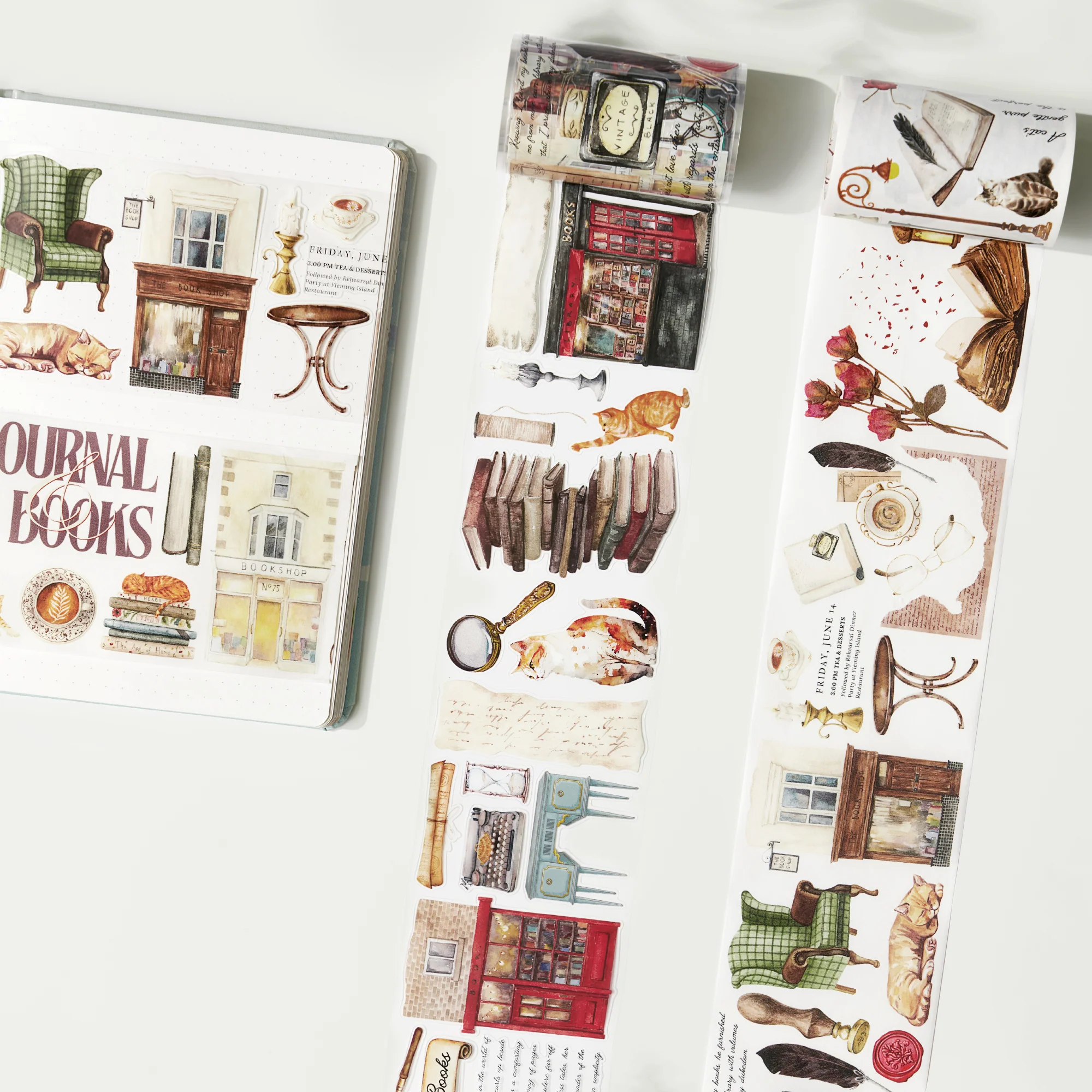 Pre-cut Cats and Books Wide Washi/PET Tape - Image 3