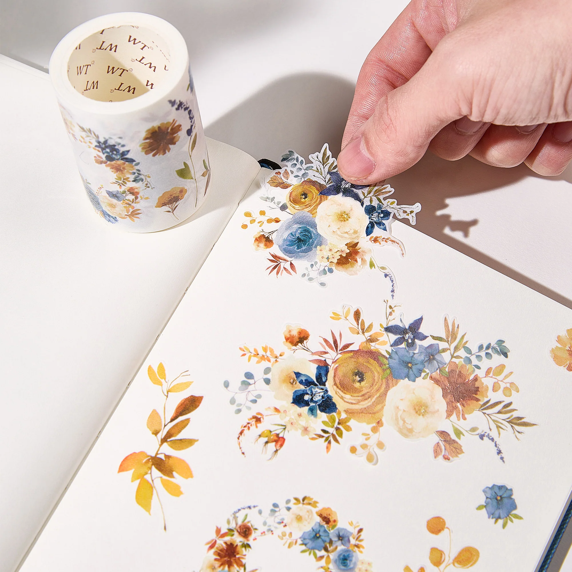 Pre-cut Dusty Blue & Cinnamon Wide Washi/PET Tape - Image 3
