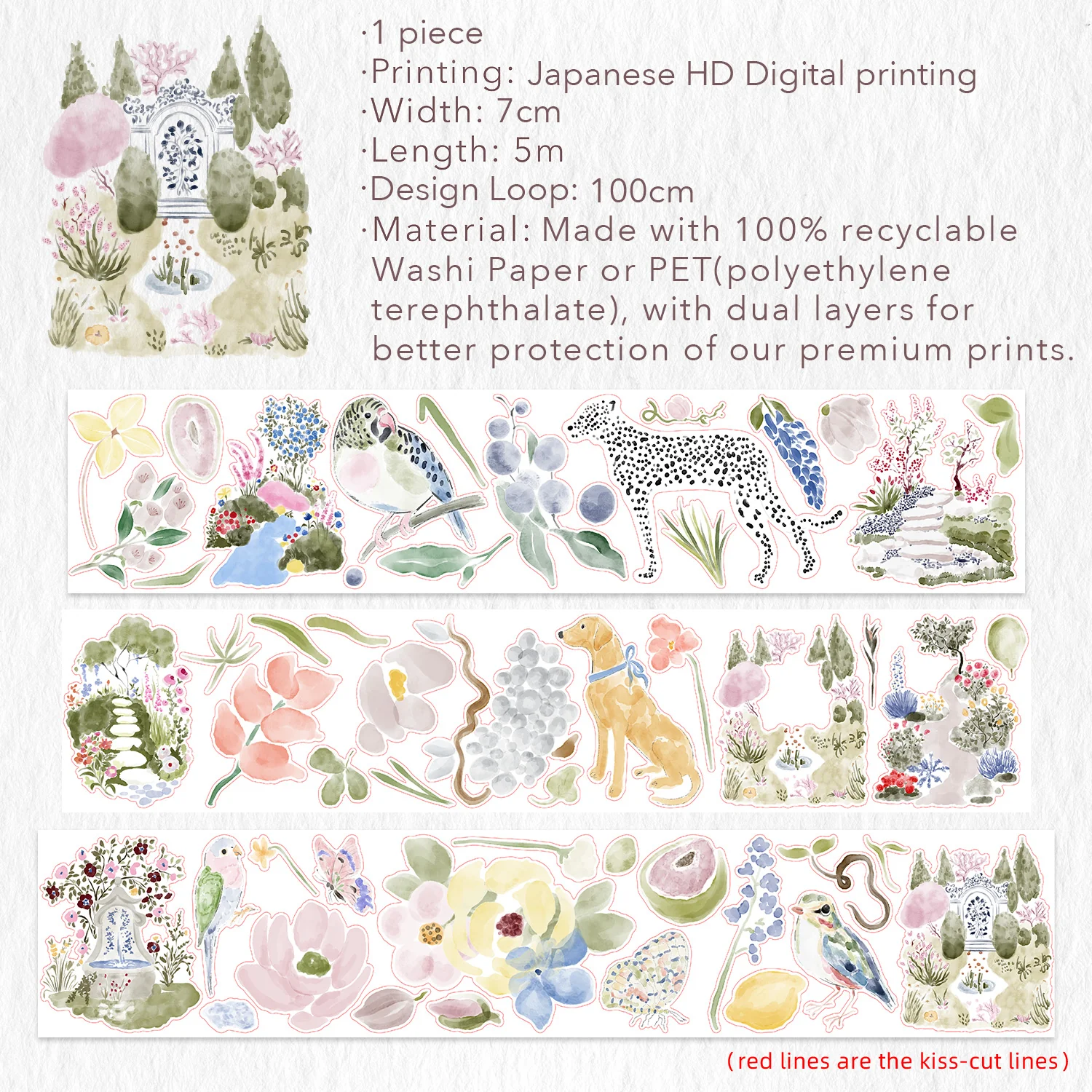 Pre-cut Eden's Garden Wide Washi/PET Tape - Image 10