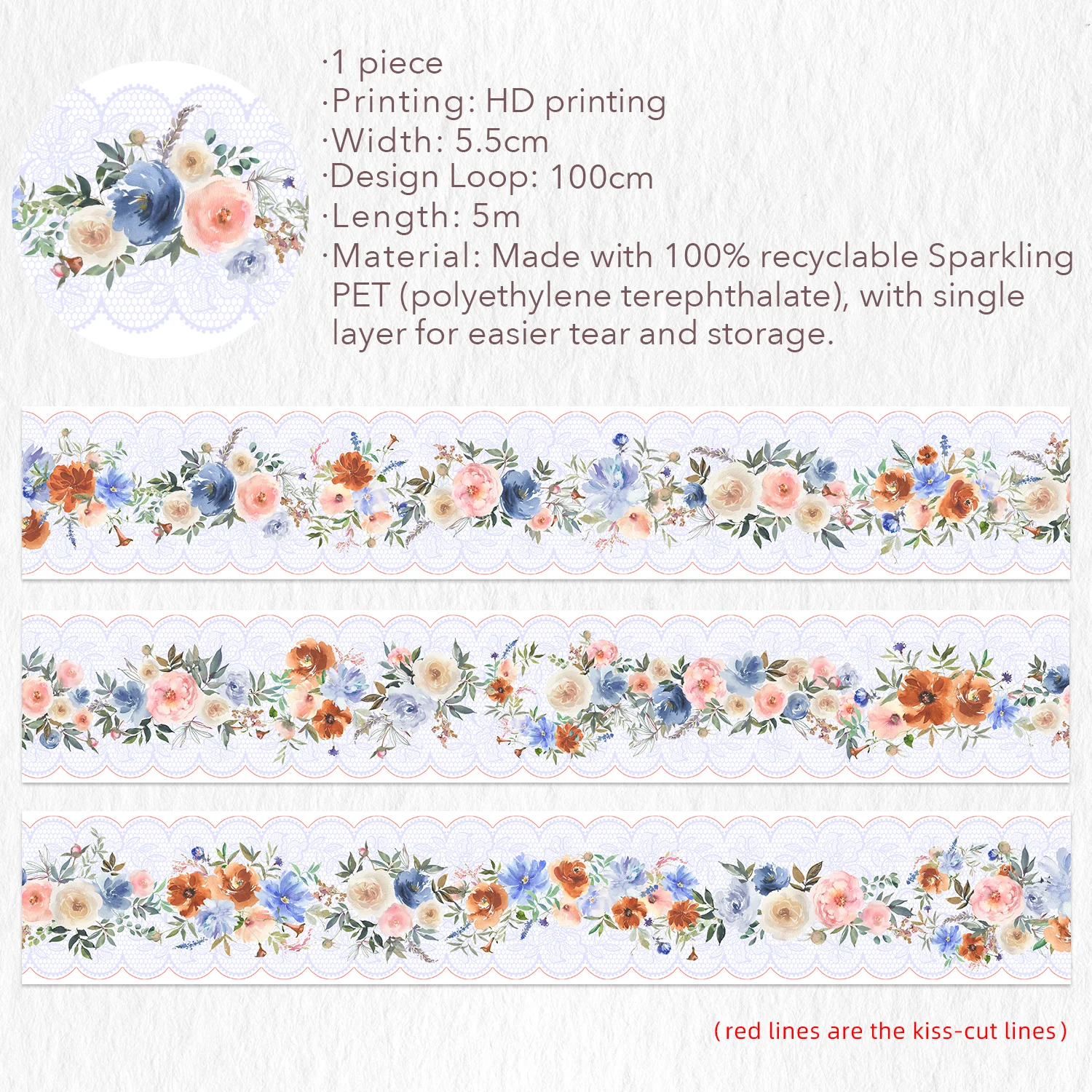 Pre-cut Fleur de Lune Wide PET Tape (Sparking) - Image 9