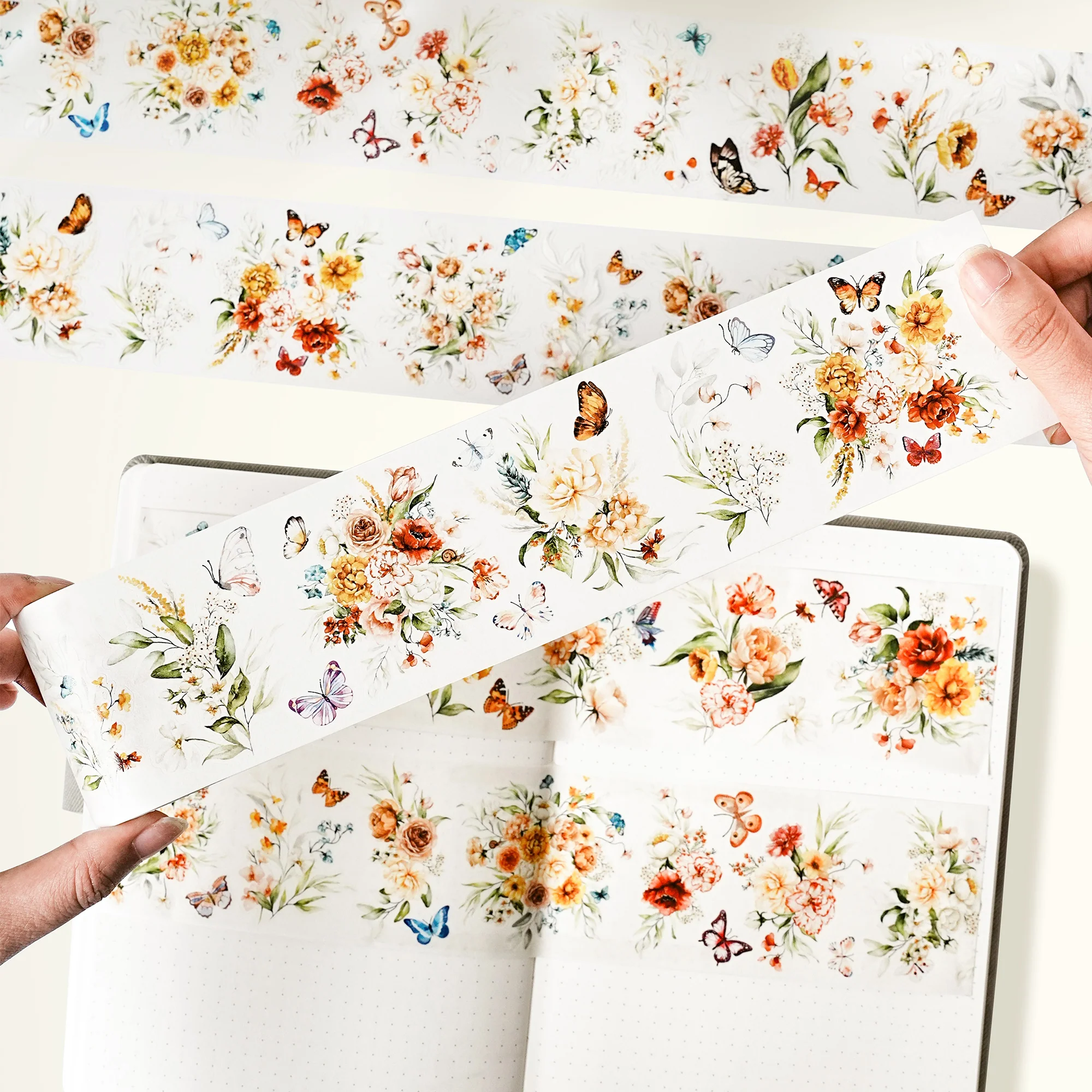 Pre-cut Floral Wave Wide Washi/PET Tape - Image 5