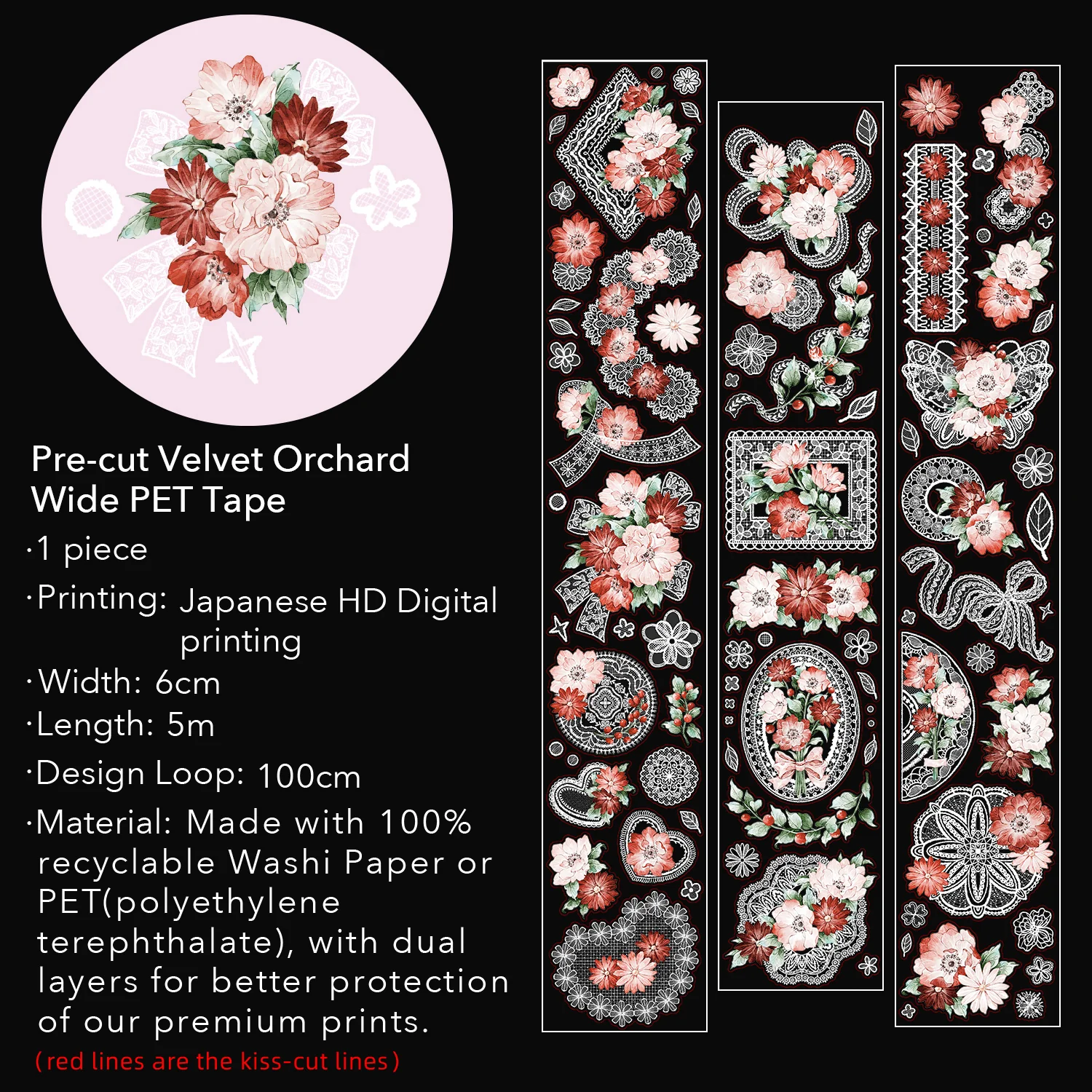 Pre-cut Heirloom Lace Washi/PET Tape - Image 14