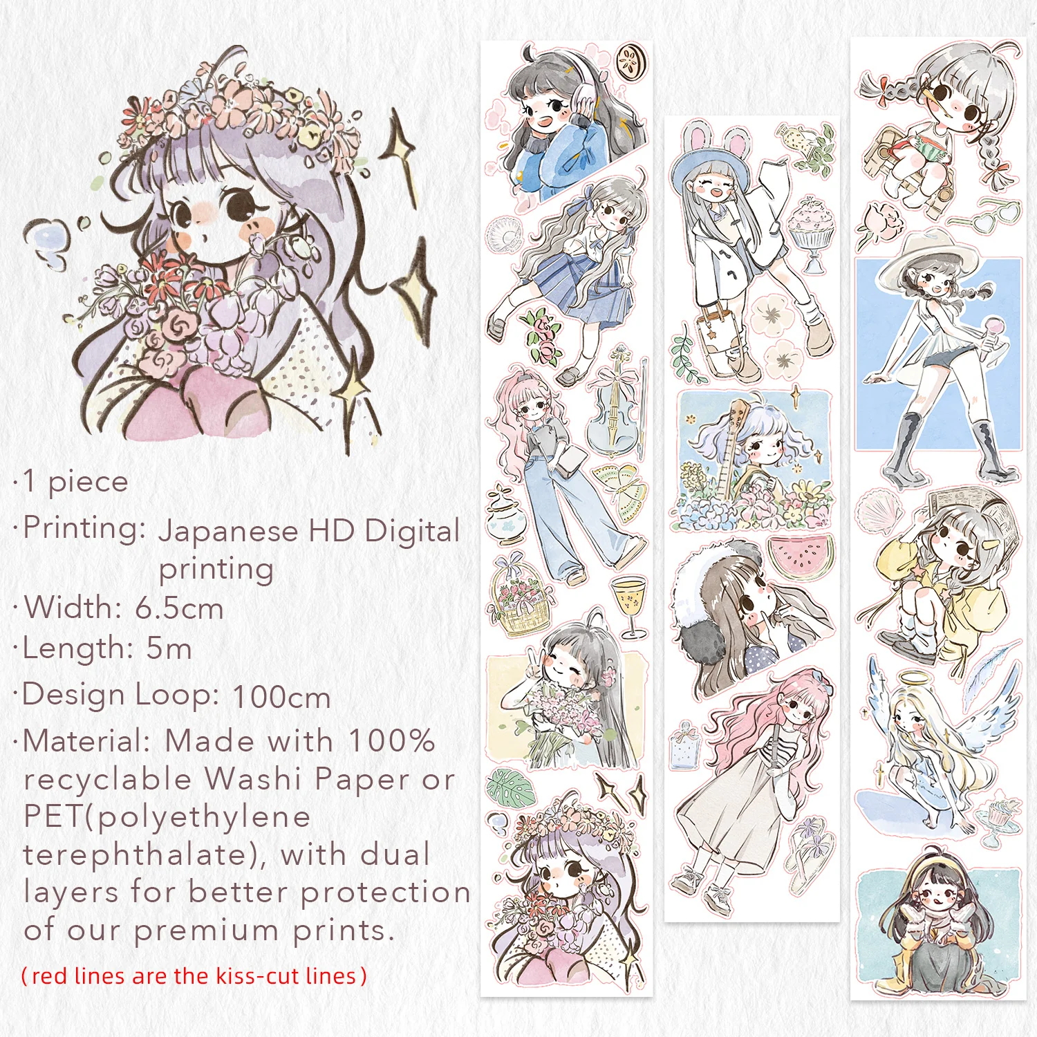 Pre-cut Honey Sprout Wide Washi/PET Tape - Image 9