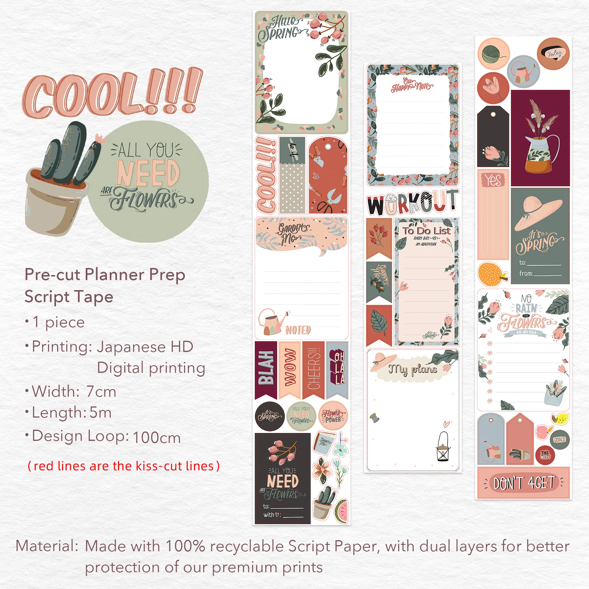 Pre-cut Hygge Notes Script Tape Bundle - Image 23