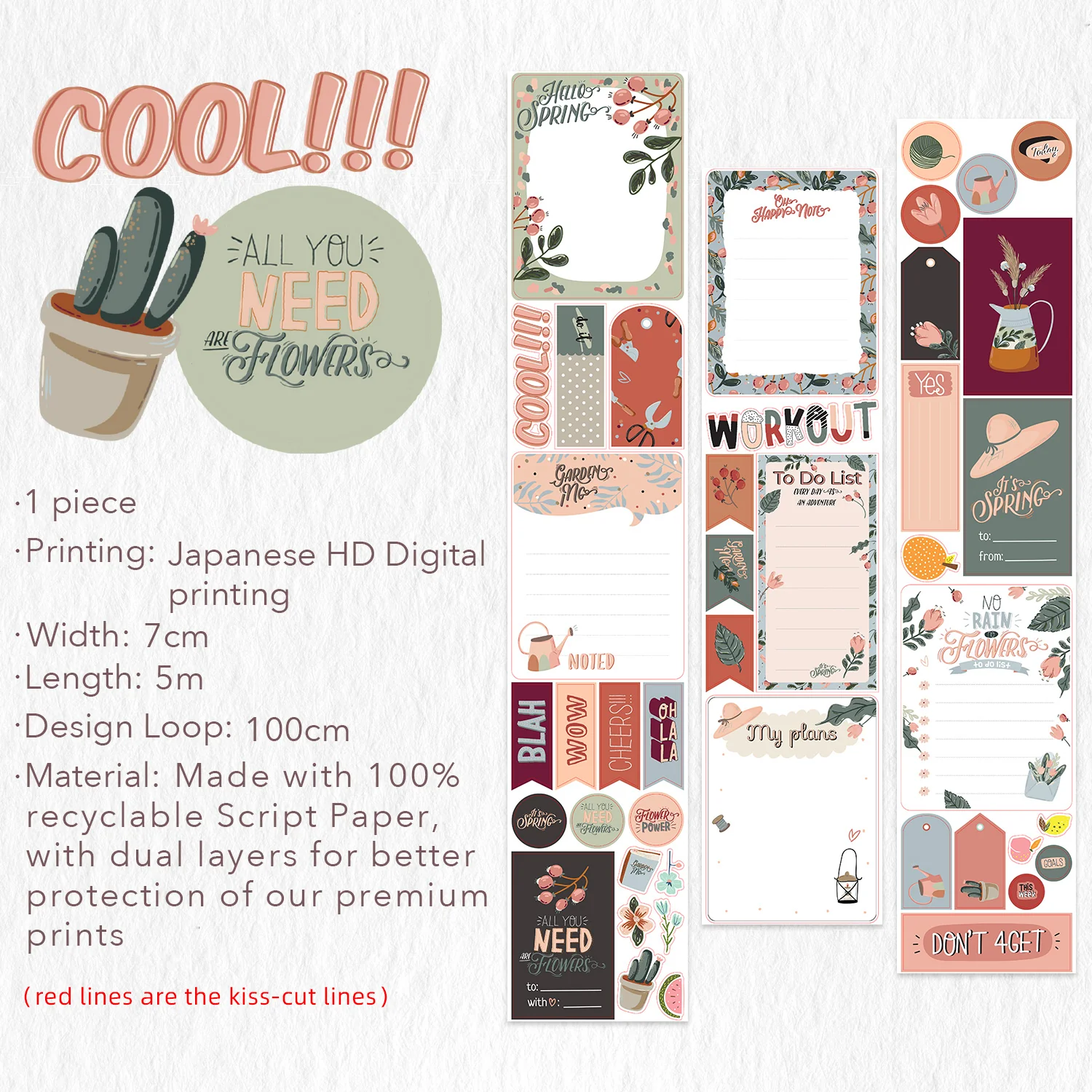 Pre-cut Hygge Notes Script Tape Bundle - Image 24