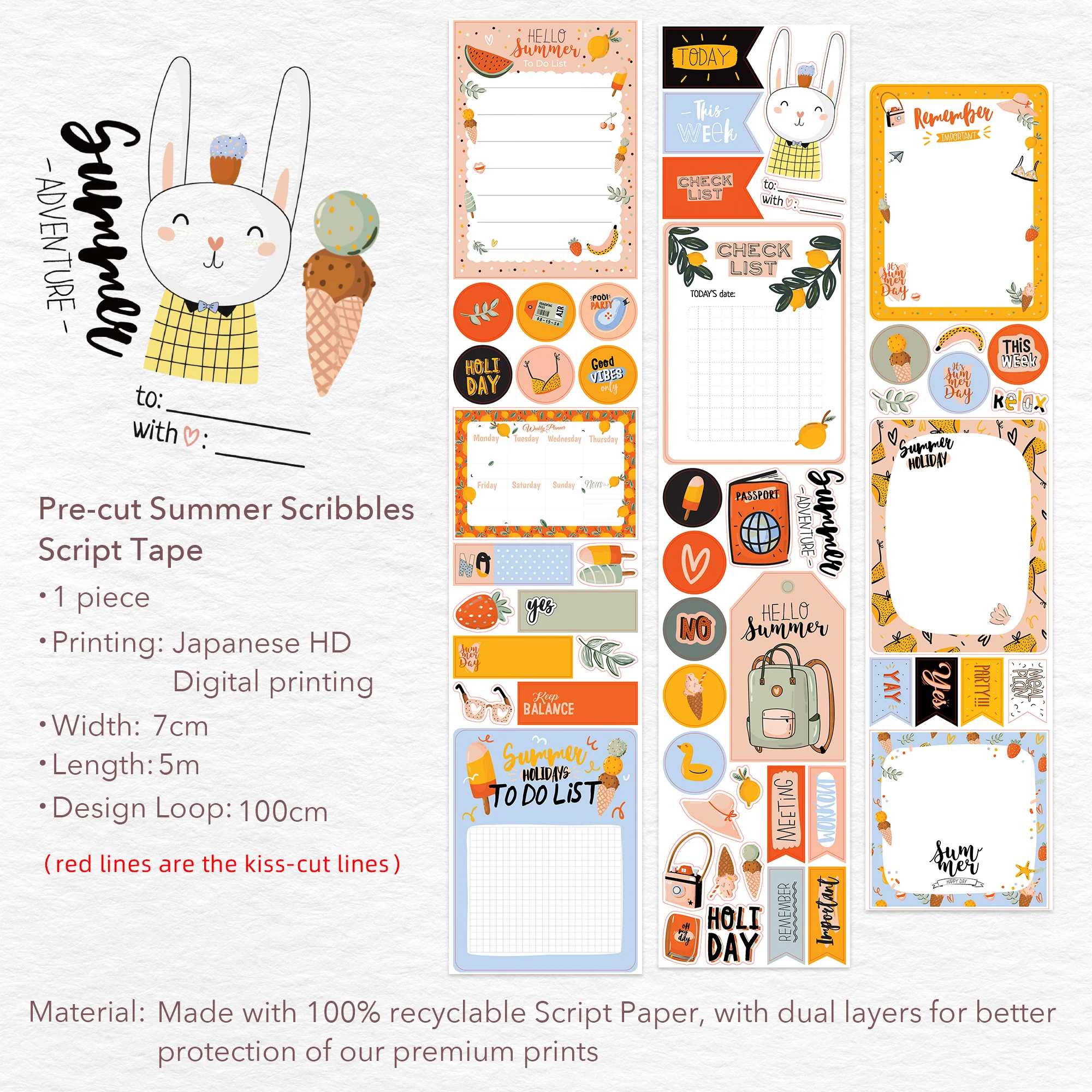 Pre-cut Hygge Notes Script Tape Bundle - Image 25