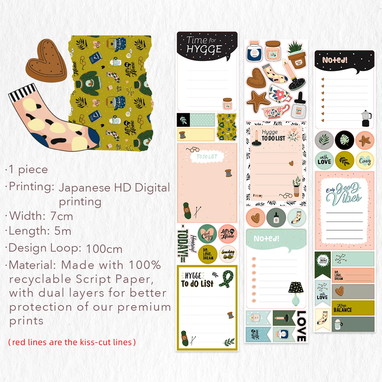 Pre-cut Hygge Notes Script Tape Bundle - Image 28