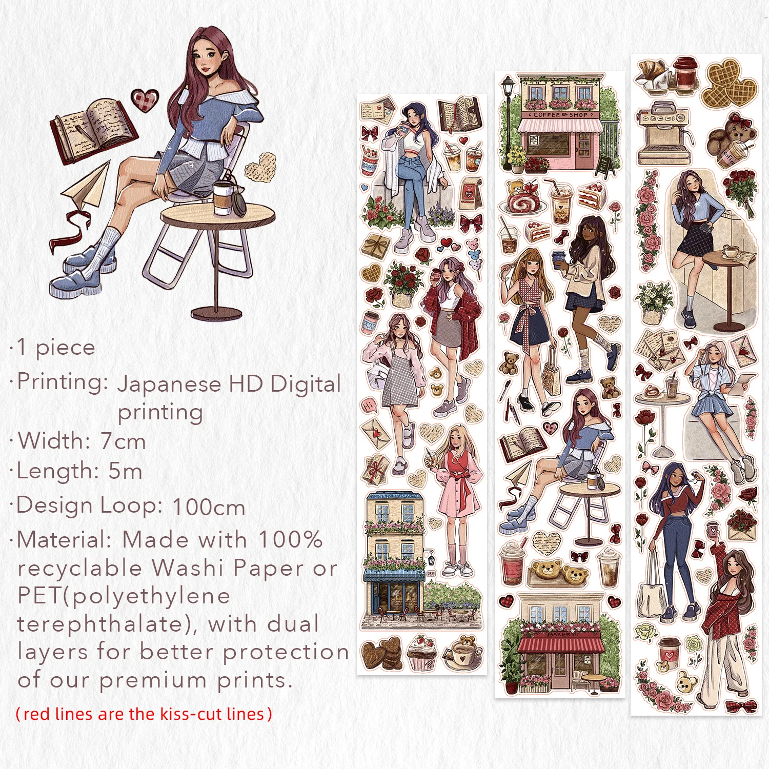 Pre-cut Journal Nook Wide Washi/PET Tape - Image 8