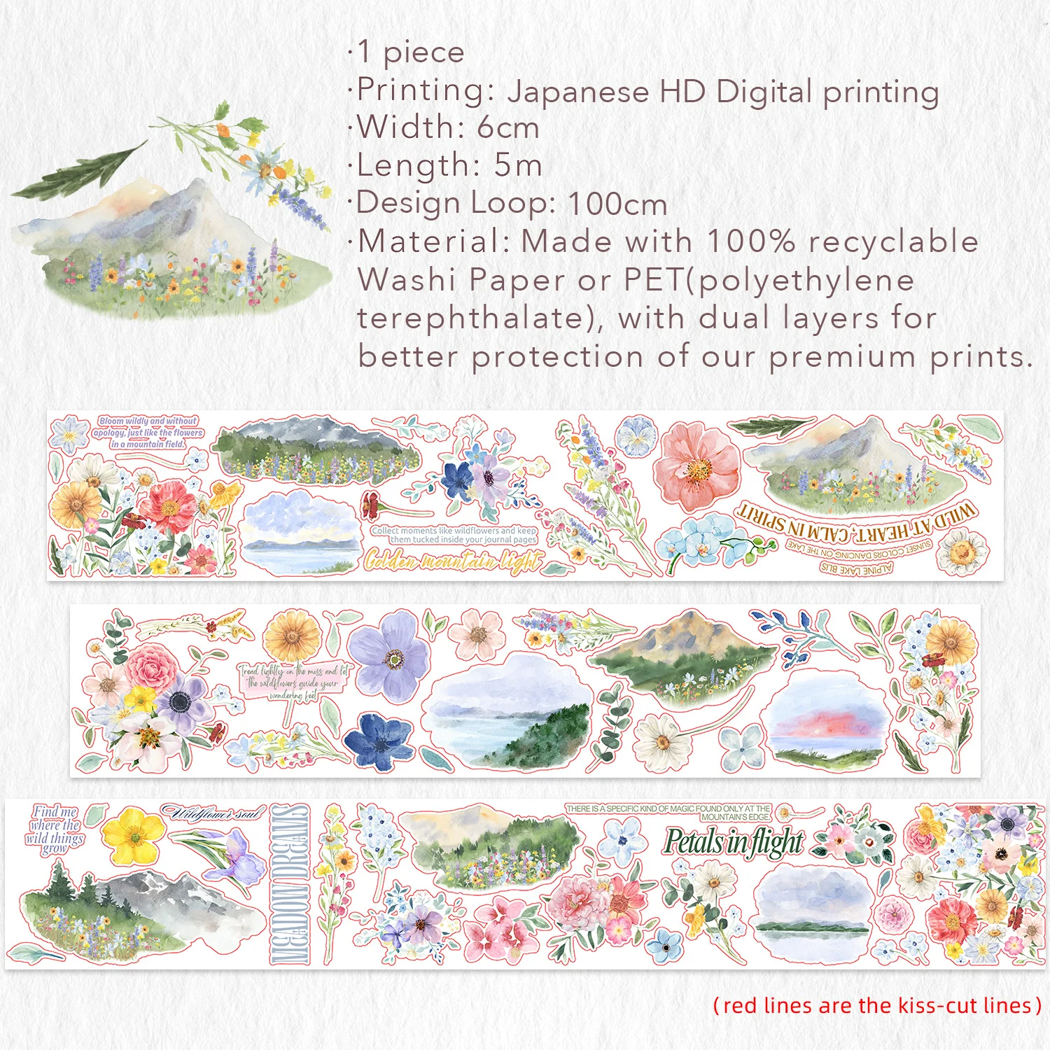 Pre-cut Lakeside Glow Wide Washi/PET Tape - Image 8