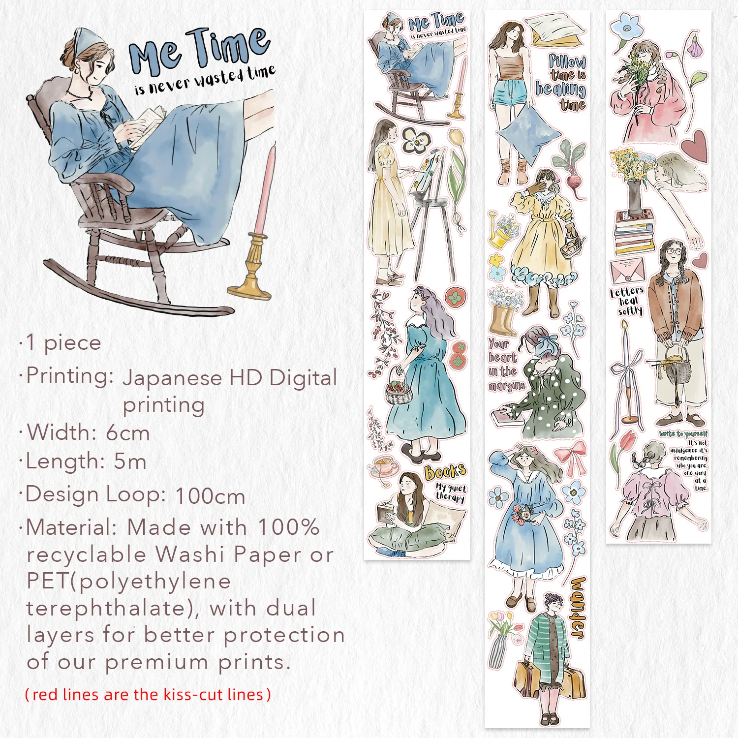 Pre-cut Me Time Wide Washi/PET Tape - Image 10