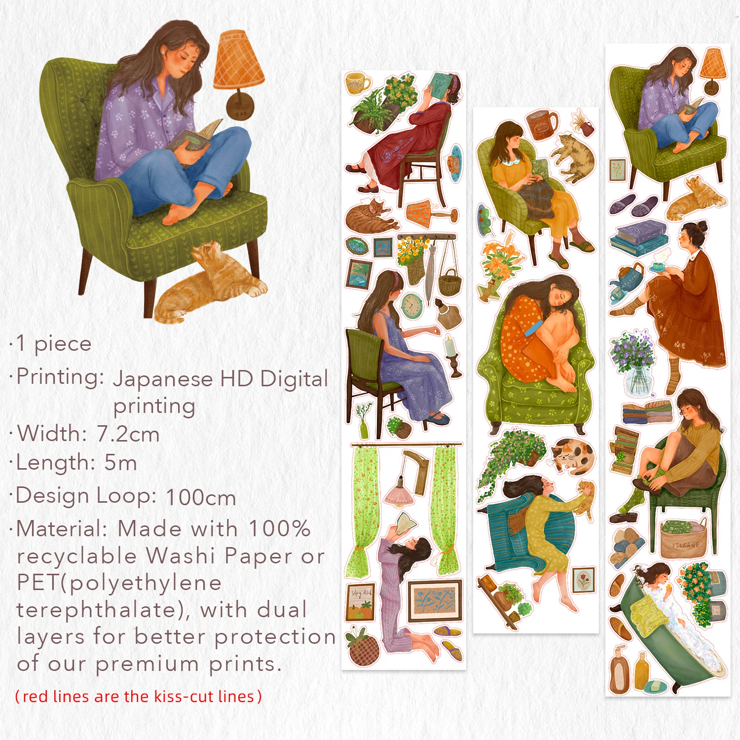 Pre-cut Nostalgic Moments Wide Washi/PET Tape - Image 9
