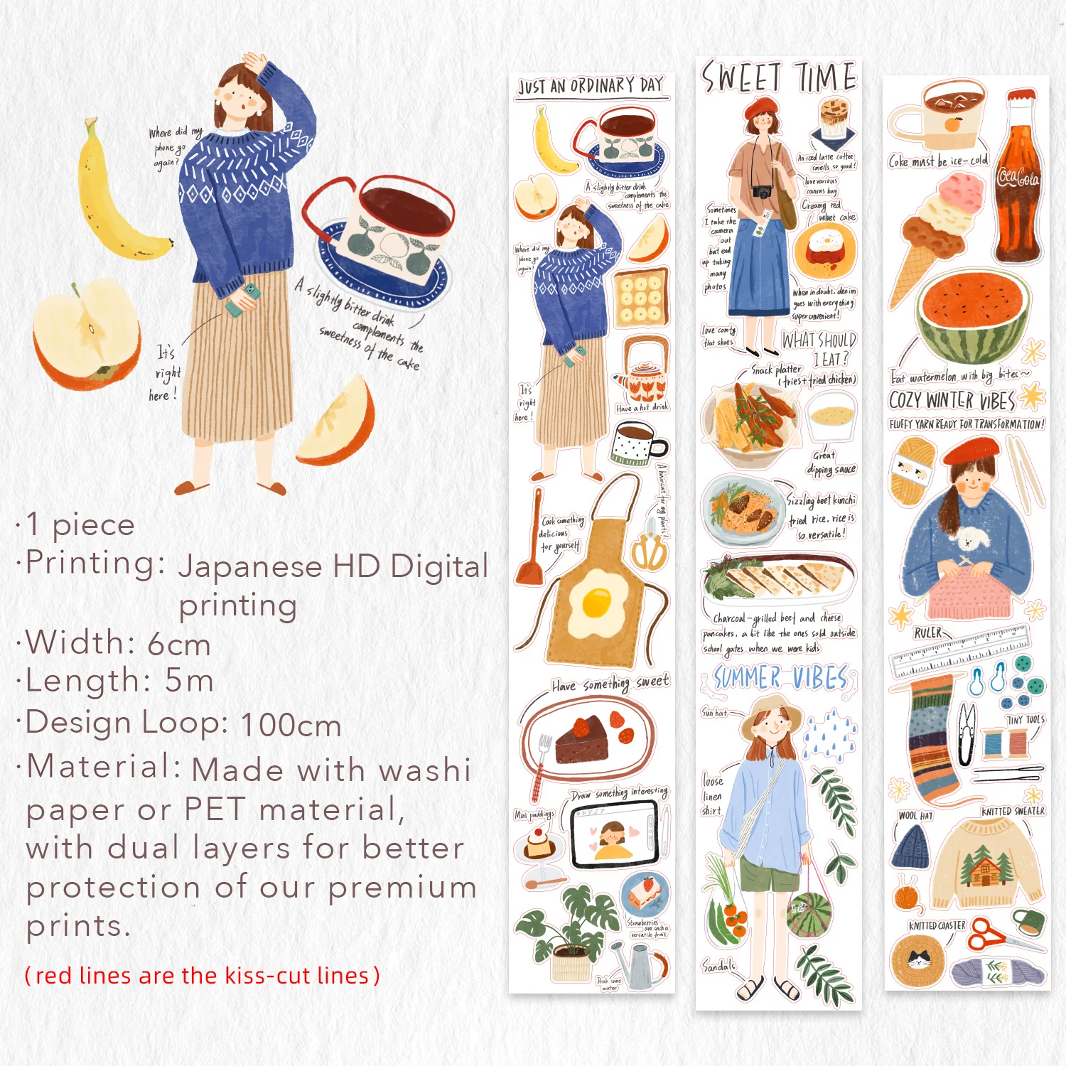 Pre-cut Ordinary Day Wide Washi/PET Tape - Image 10