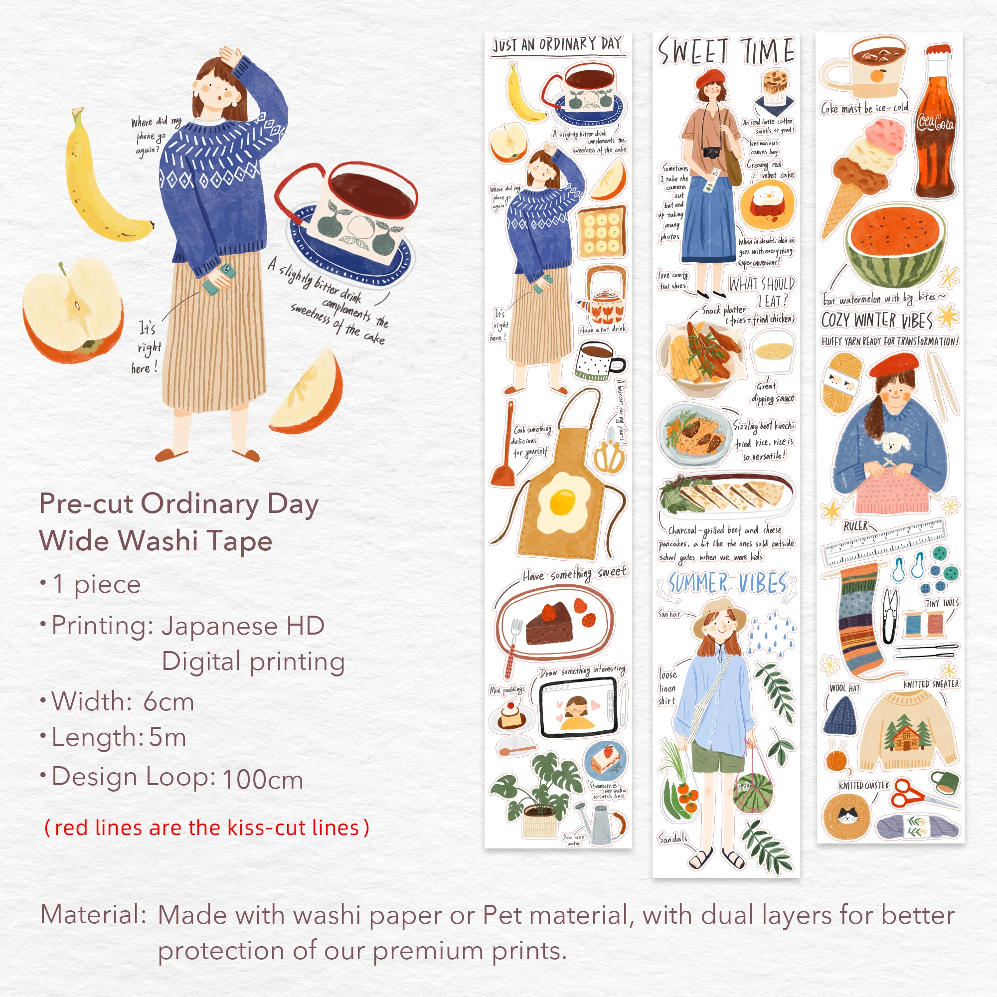 Pre-cut Ordinary Day Wide Washi/PET Tape - Image 8