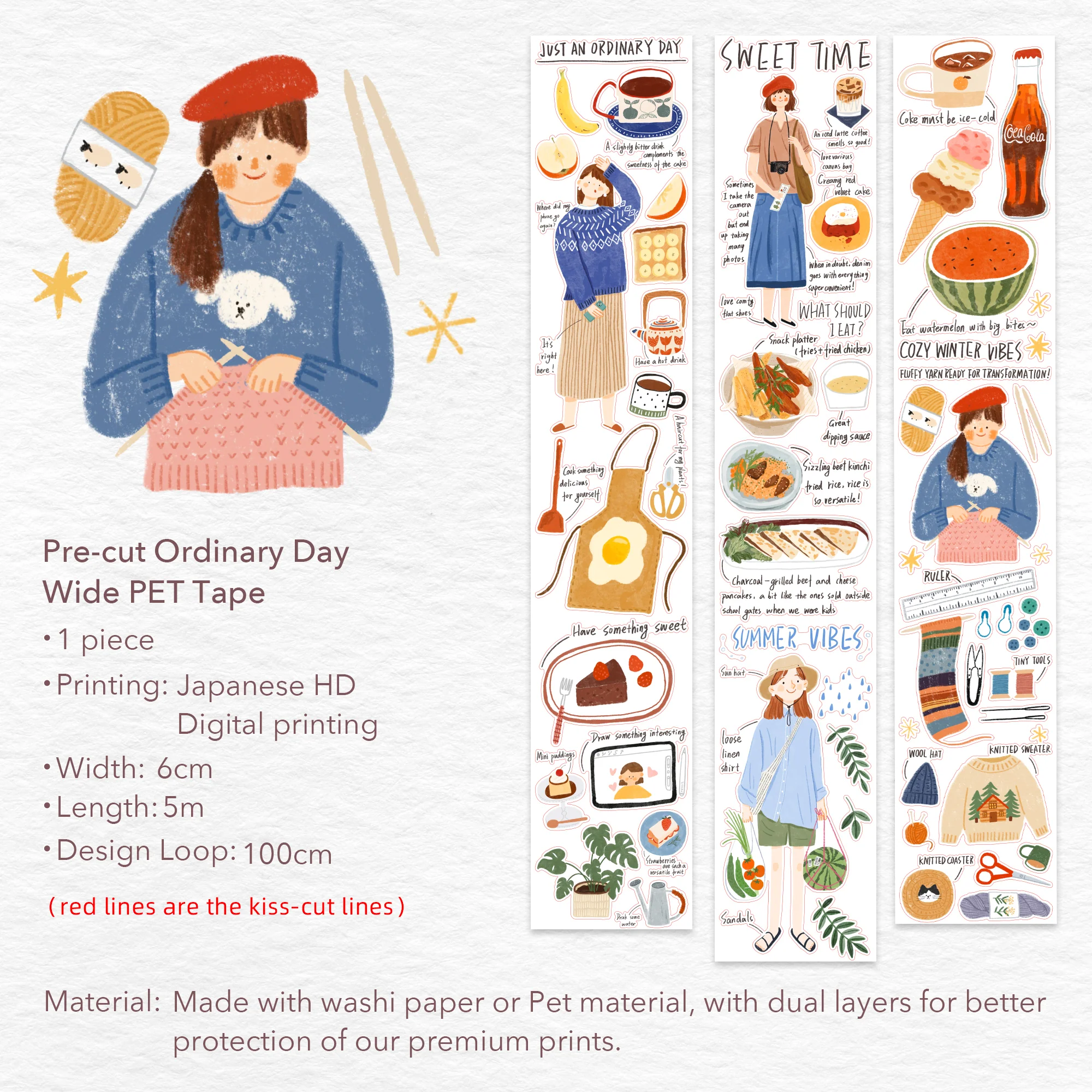 Pre-cut Ordinary Day Wide Washi/PET Tape - Image 9