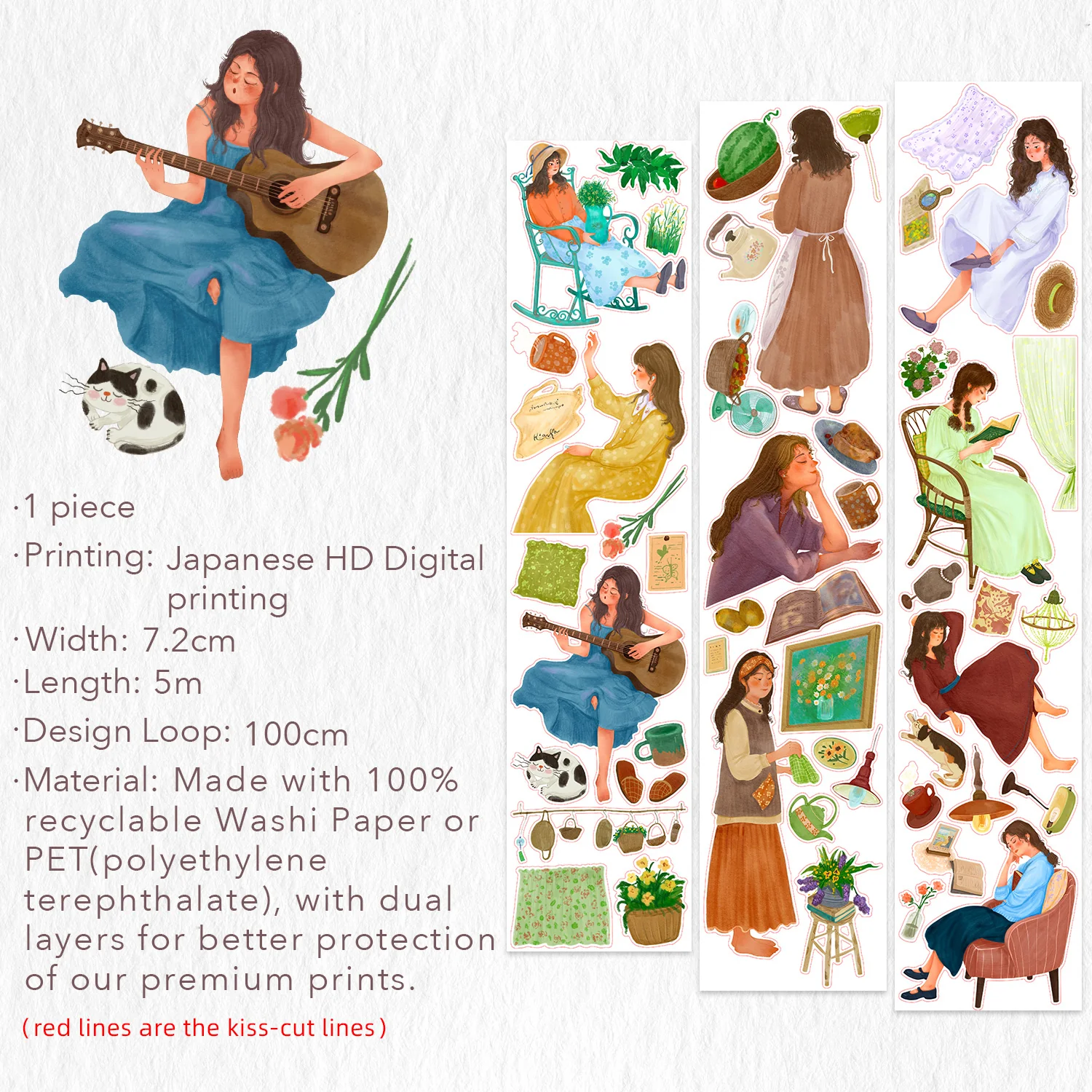 Pre-cut Petal Daydreams Wide Washi/PET Tape - Image 9