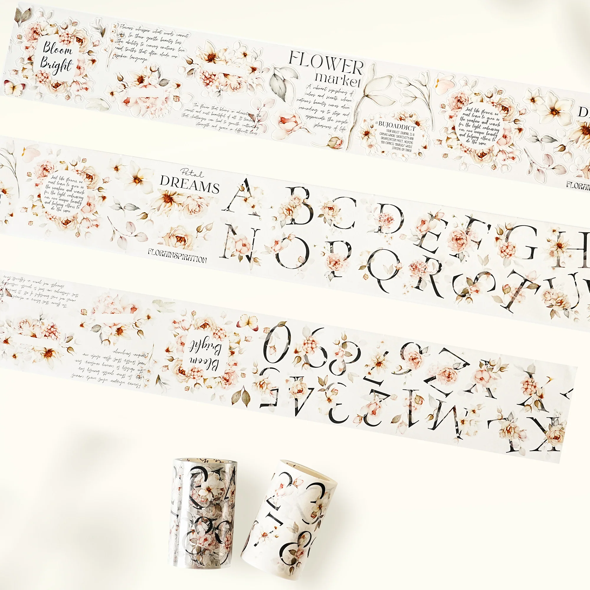 Pre-cut Rosé Scripts Wide Washi/PET Tape