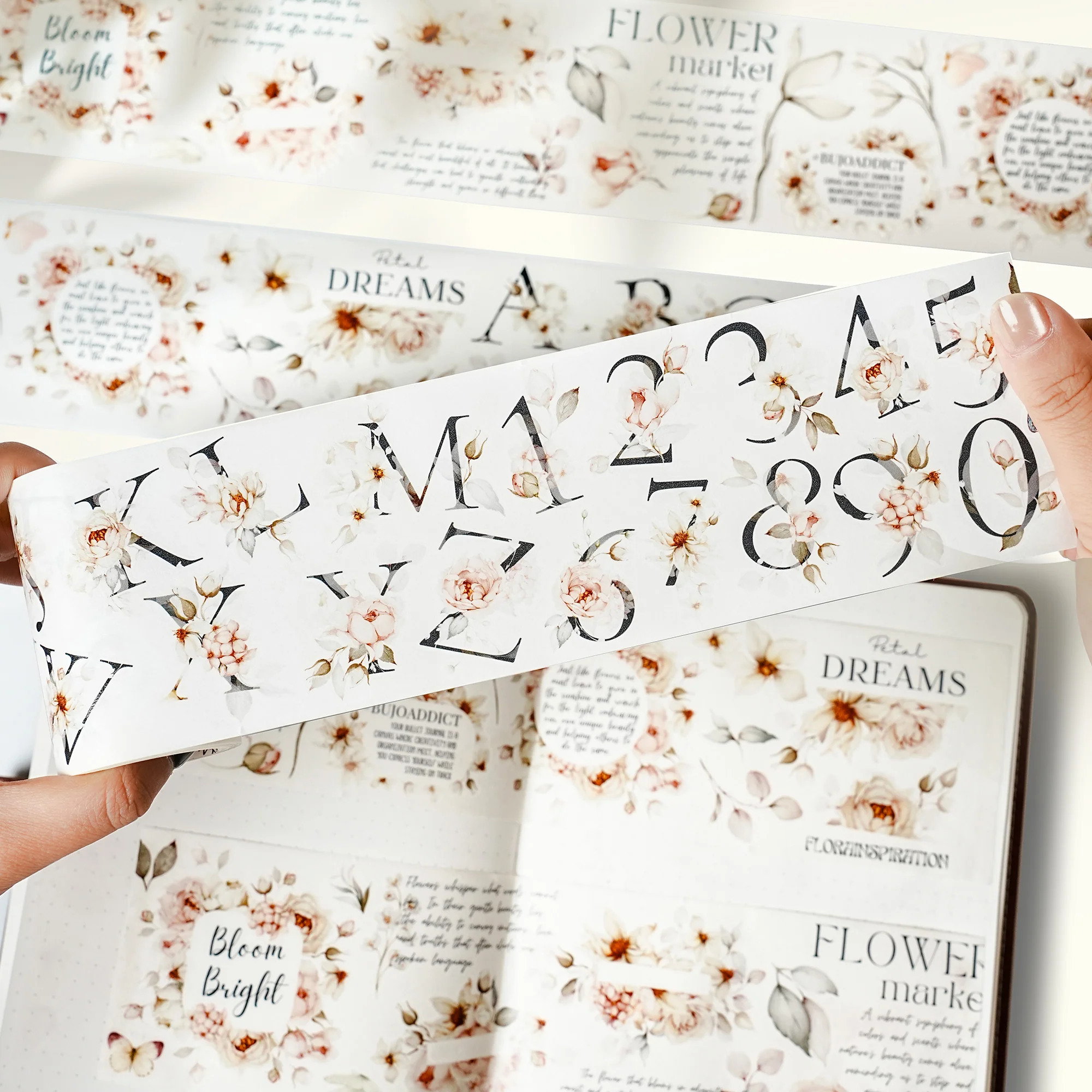 Pre-cut Rosé Scripts Wide Washi/PET Tape - Image 2