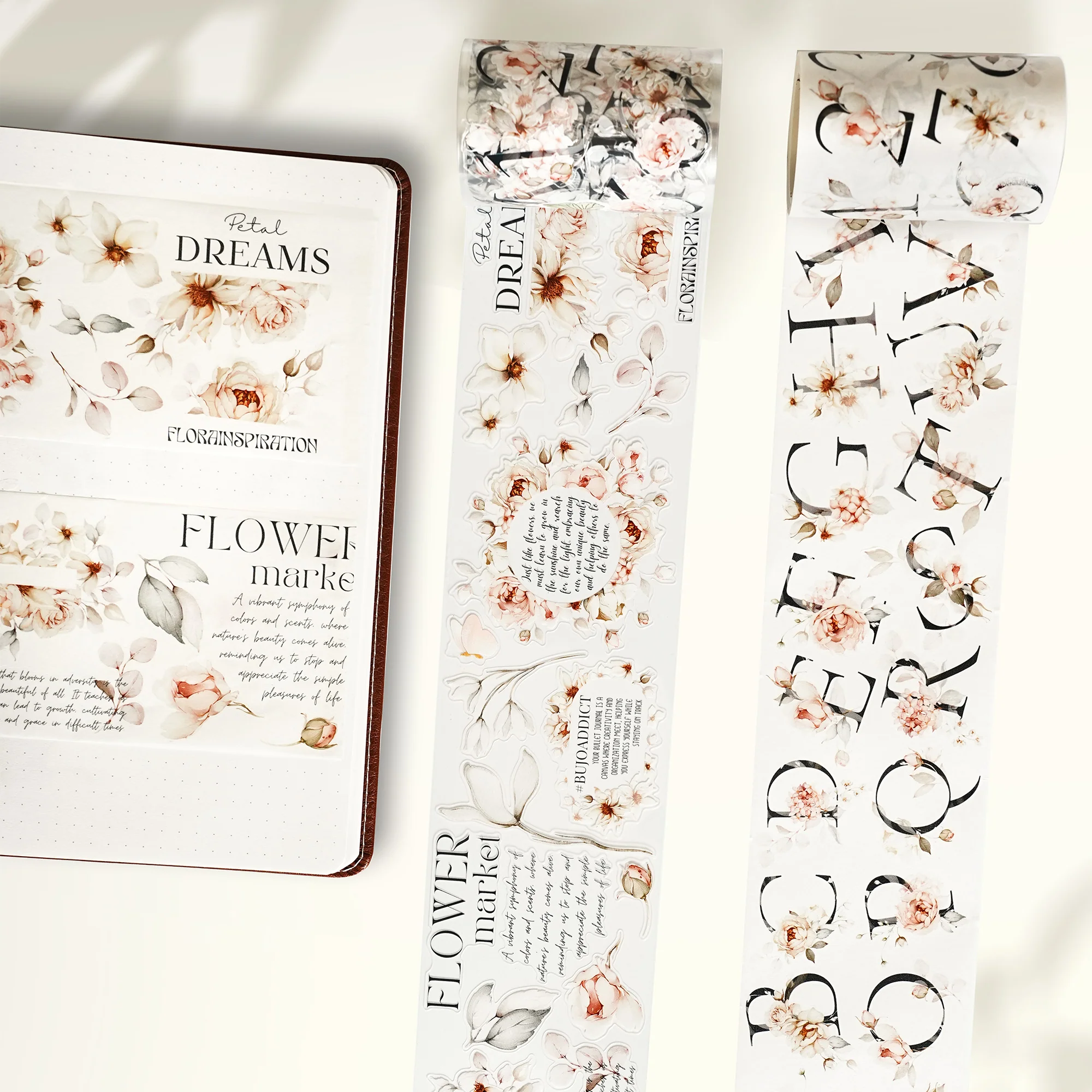 Pre-cut Rosé Scripts Wide Washi/PET Tape - Image 3