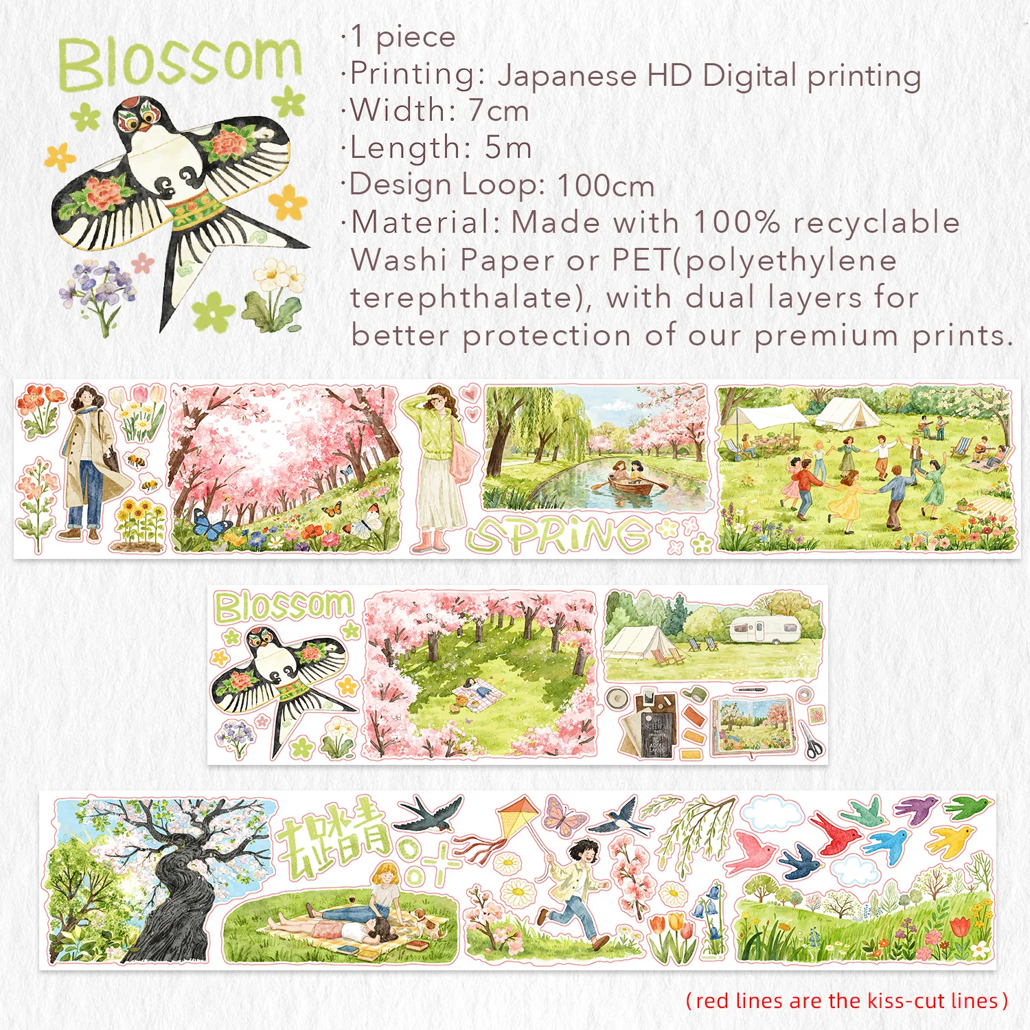 Pre-cut Sakura Voyage Wide Washi/PET Tape - Image 12