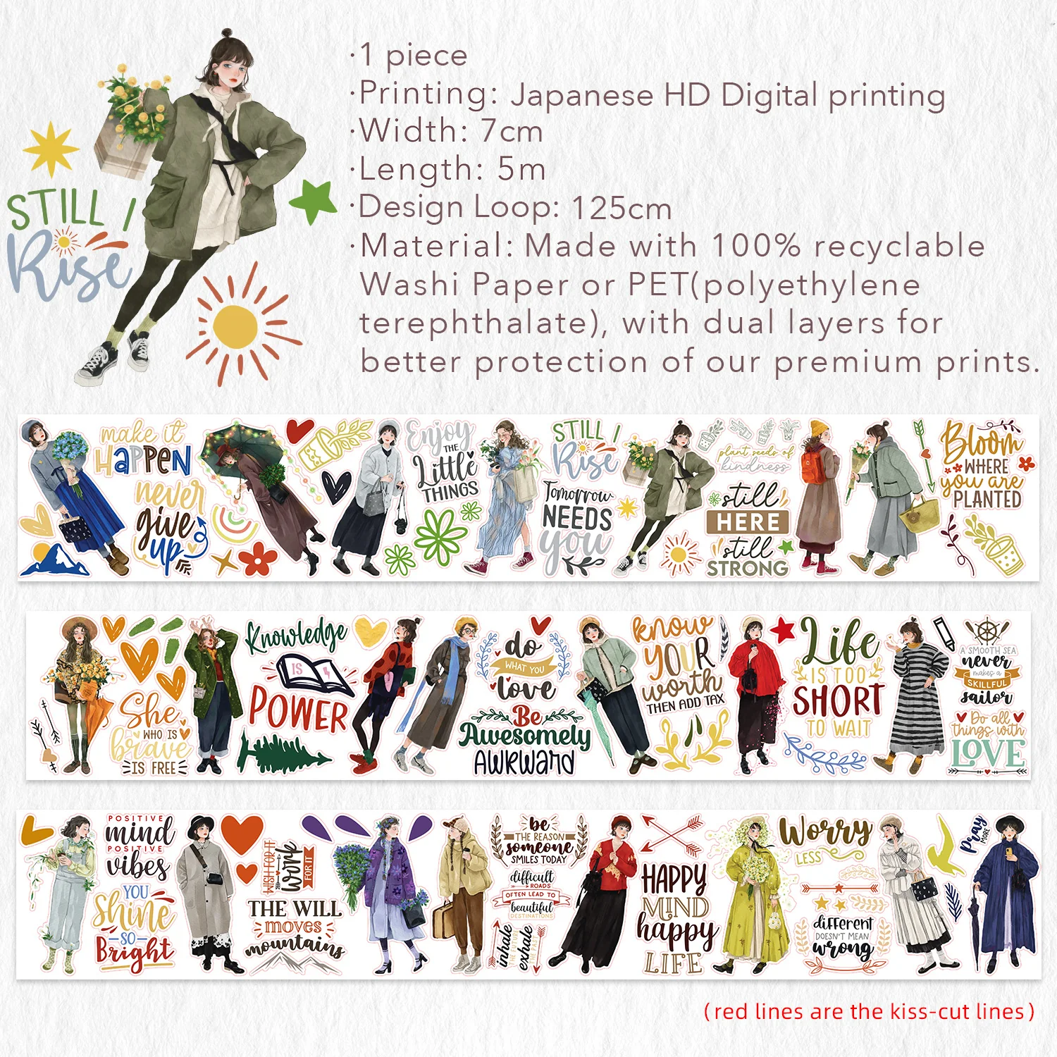 Pre-cut Silent Silhouette Wide Washi/PET Tape - Image 12