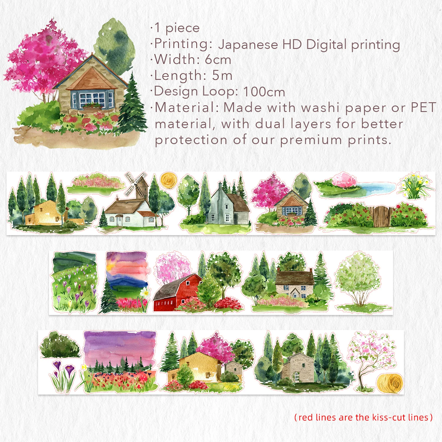 Pre-cut Spring Awakening Wide Washi/PET Tape - Image 10