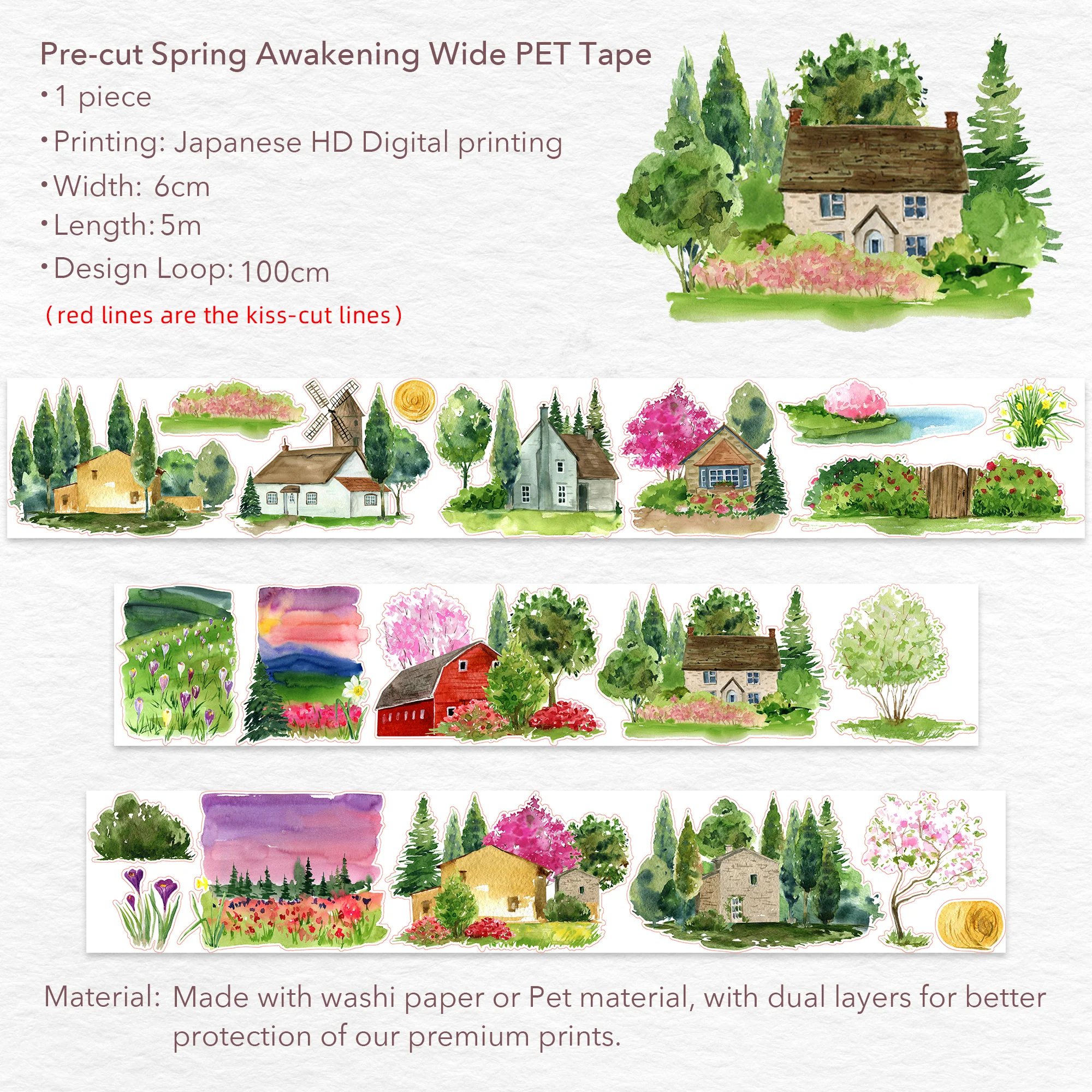 Pre-cut Spring Awakening Wide Washi/PET Tape - Image 9