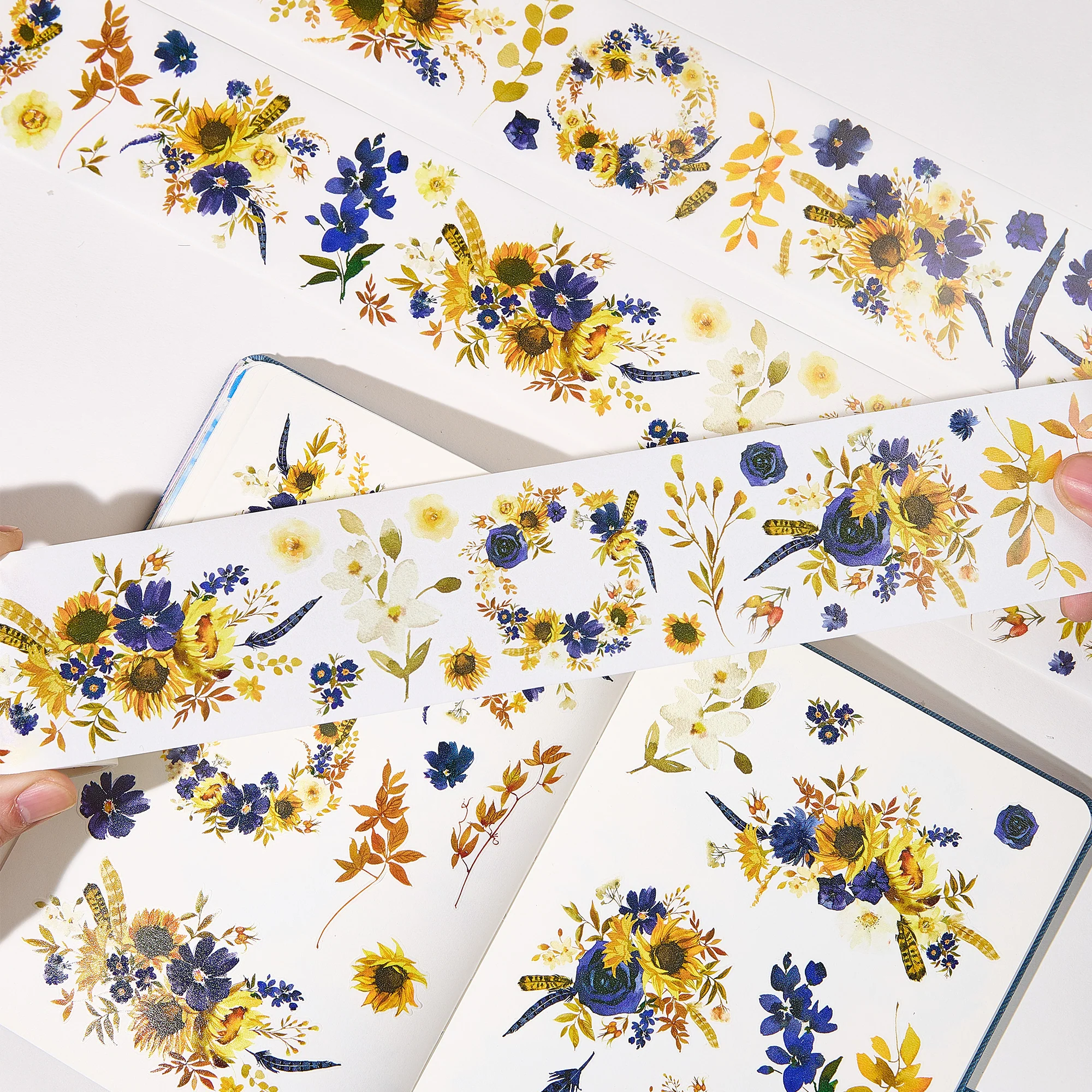 Pre-cut Sunflower & Navy Wide Washi/PET Tape - Image 2