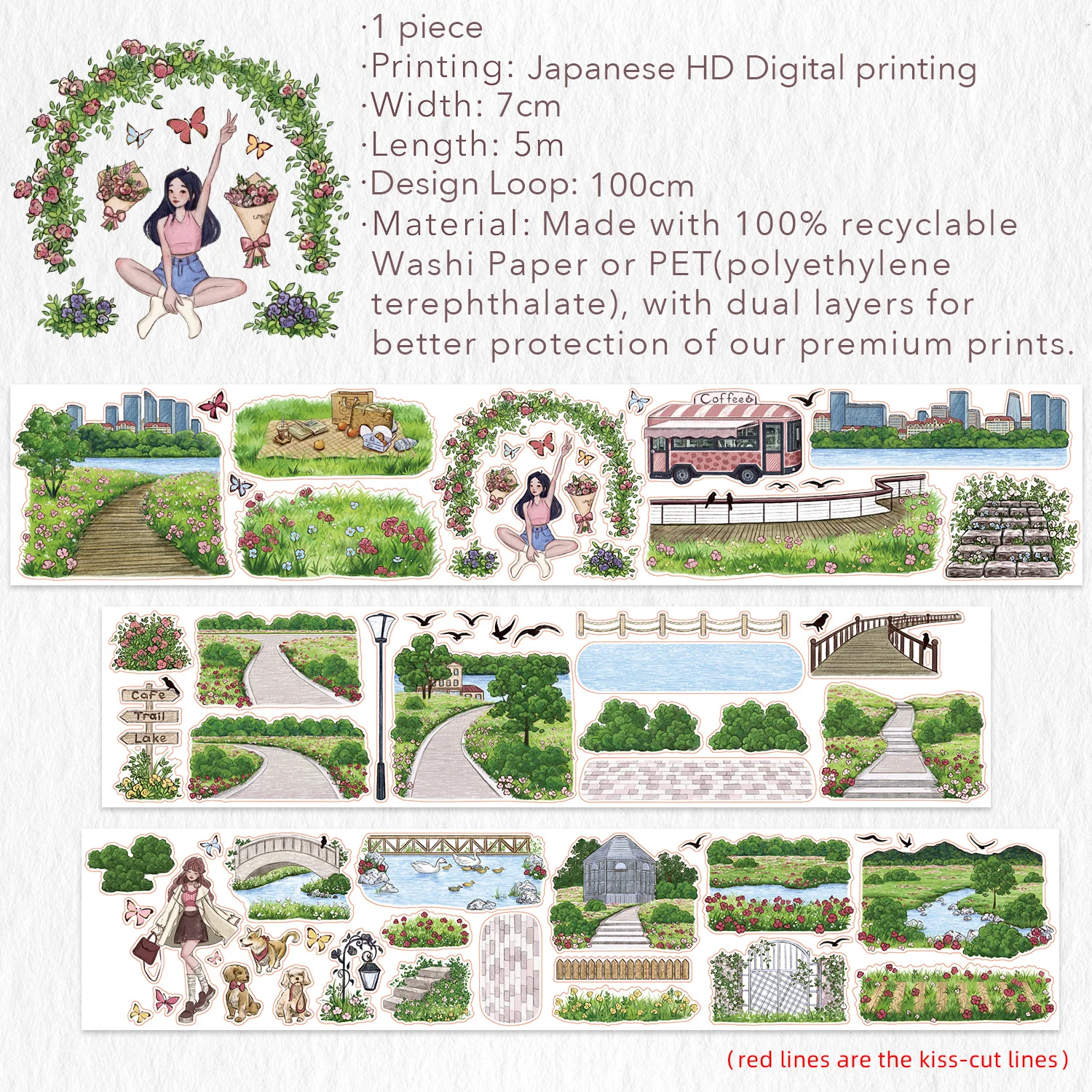 Pre-cut Urban Grove Wide Washi/PET Tape - Image 6