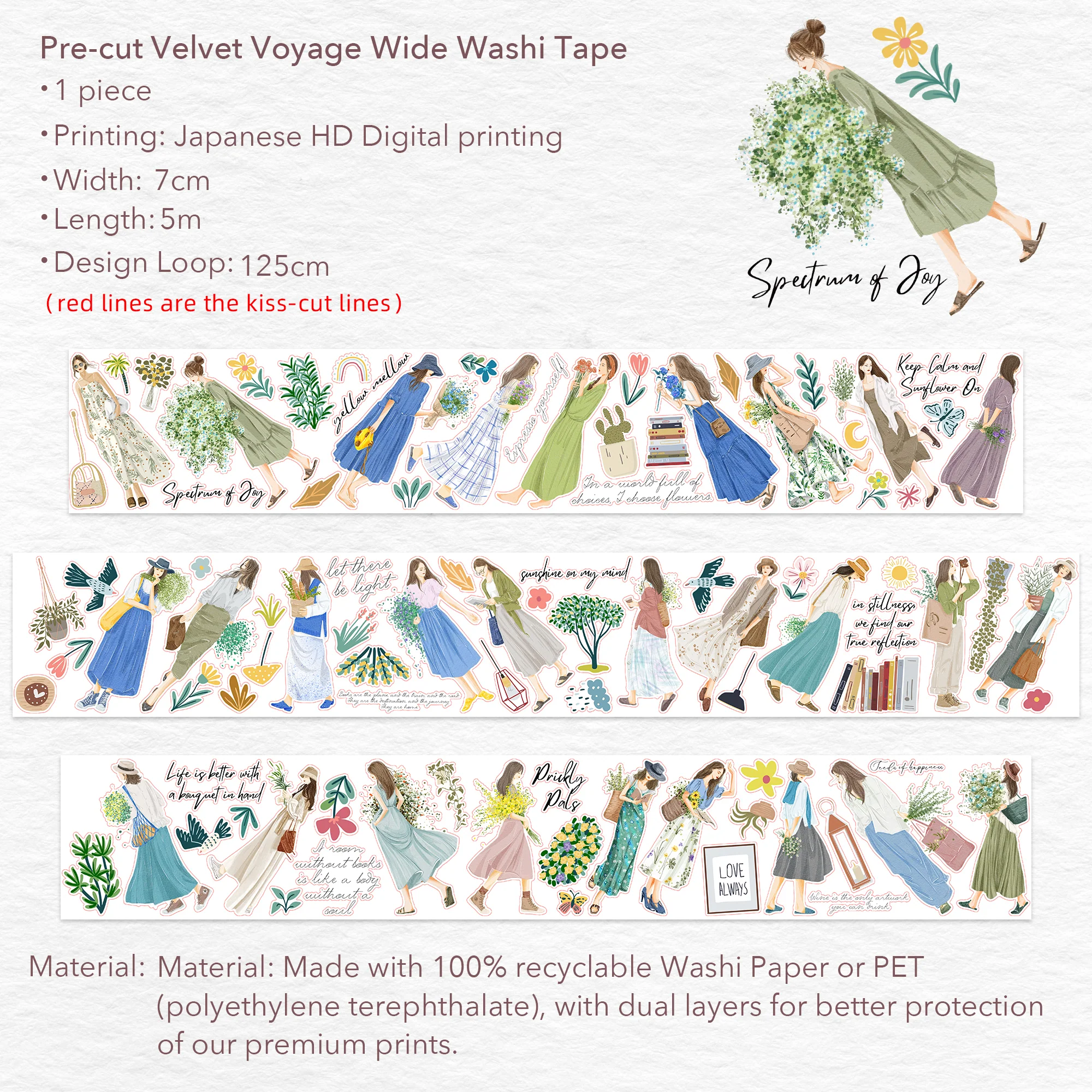 Pre-cut Velvet Voyage Wide Washi/PET Tape - Image 6