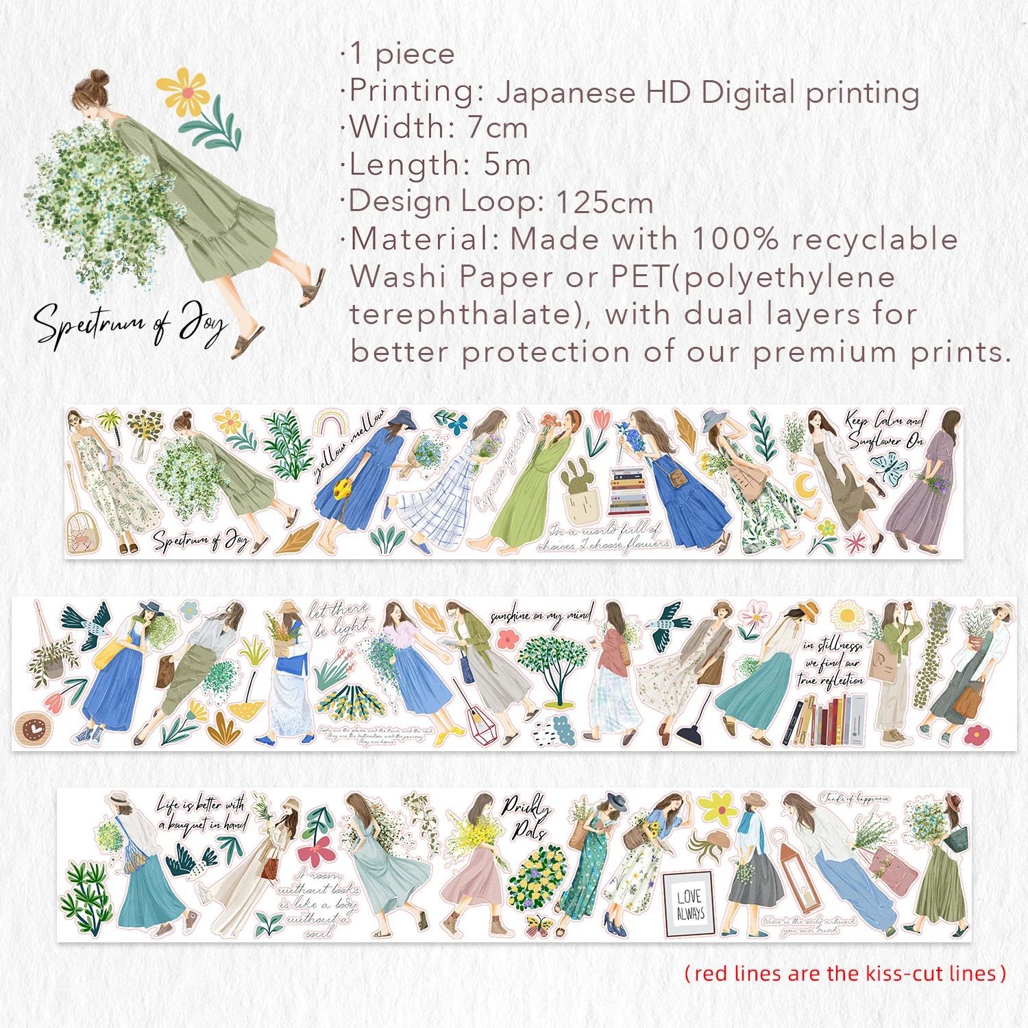 Pre-cut Velvet Voyage Wide Washi/PET Tape - Image 7