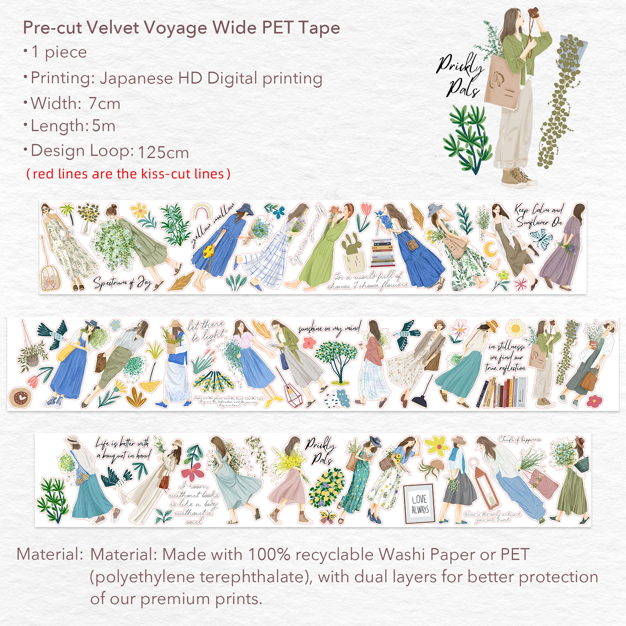Pre-cut Velvet Voyage Wide Washi/PET Tape - Image 8