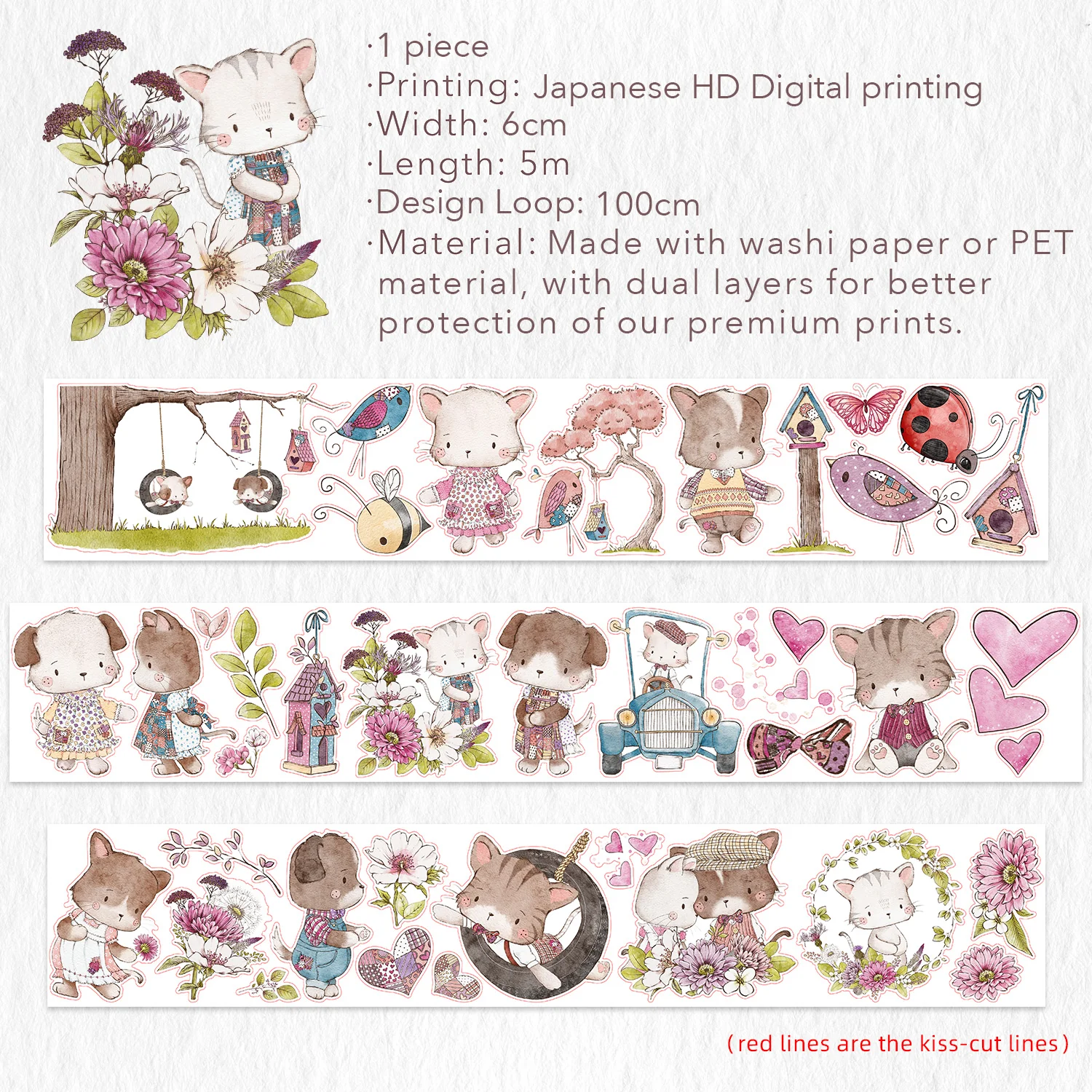 Pre-cut Whisker Connection Wide Washi/PET Tape - Image 9