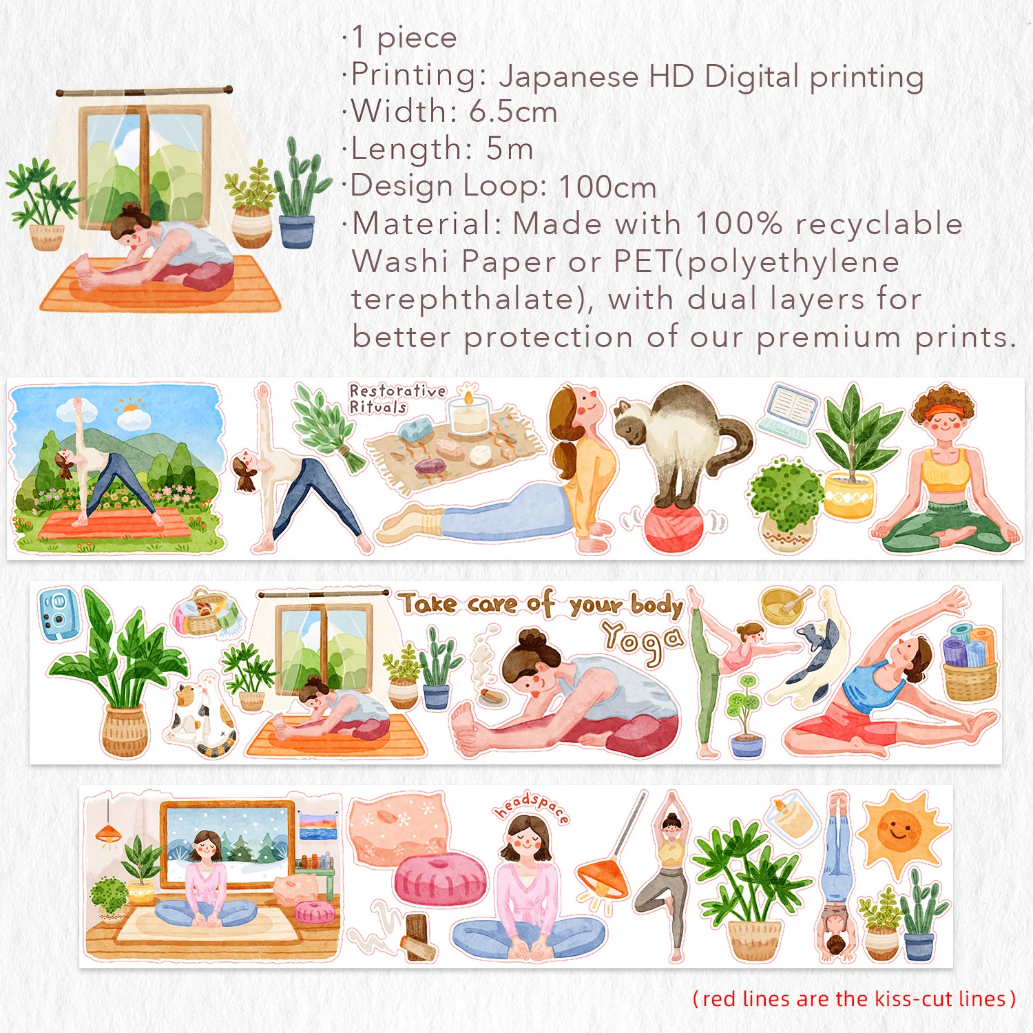 Pre-cut Yoga Ode Wide Washi/PET Tape - Image 8