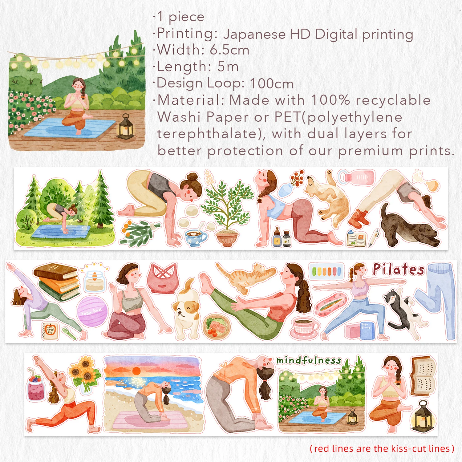 Pre-cut Yoga Sonnet Wide Washi/PET Tape - Image 8