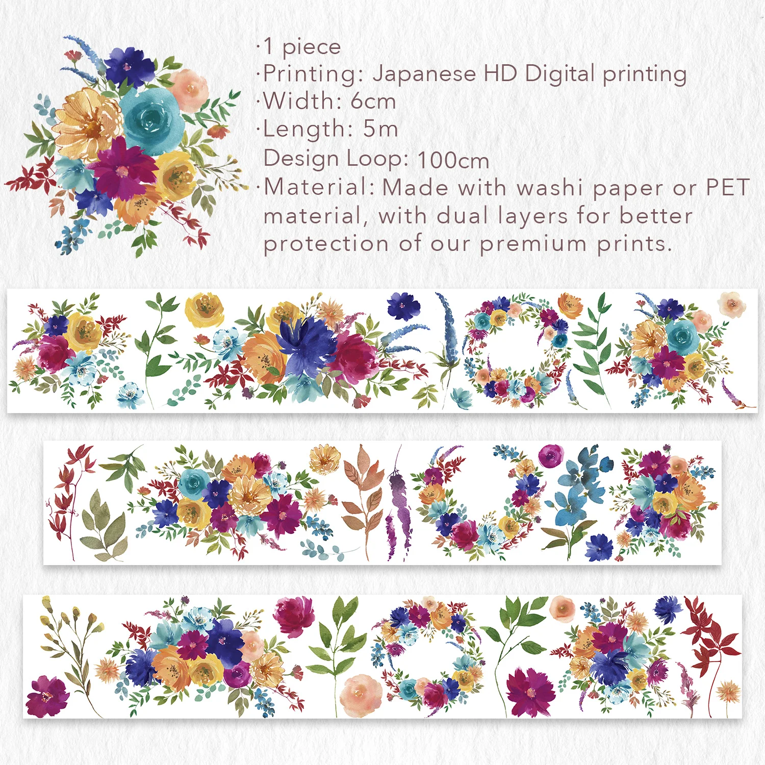 Pretty Florals Wide Washi/PET Tape - Image 8