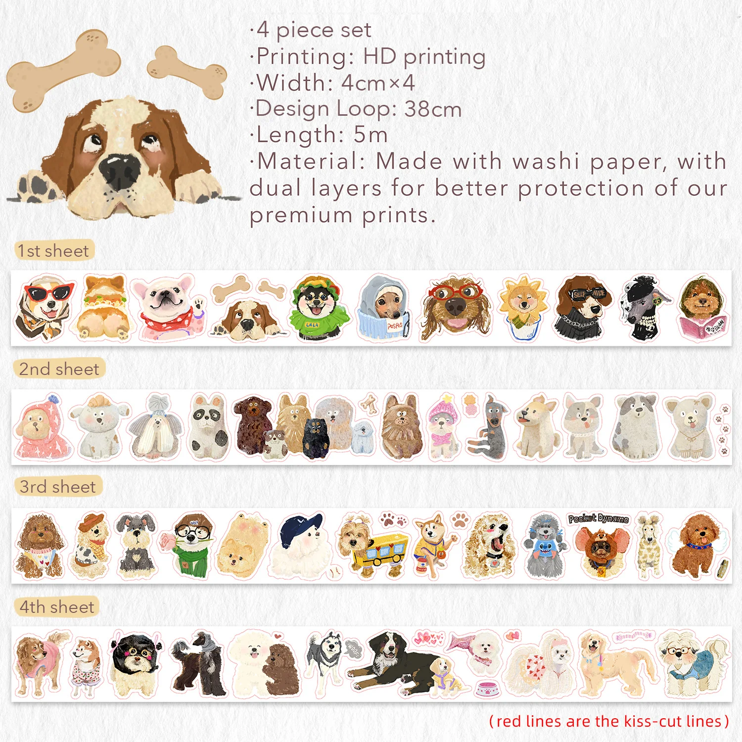 Tail Waggers Washi Tape Sticker Set - Image 8